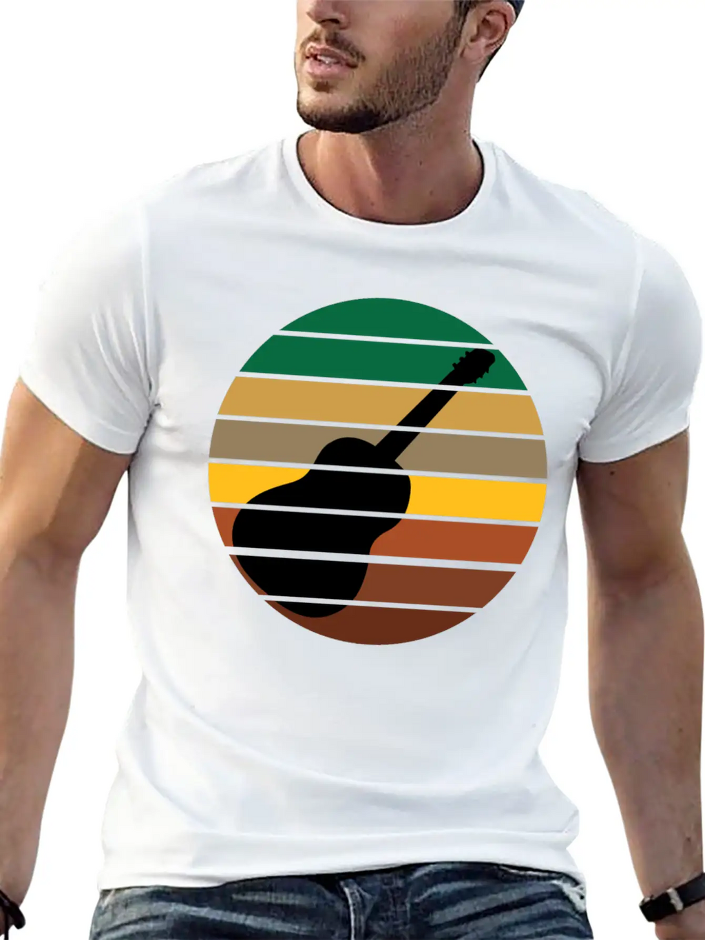 Guitar Music Retro Guitarist Unisex Short Sleeve Soft Cotton T-Shirt – Casual Everyday Wear