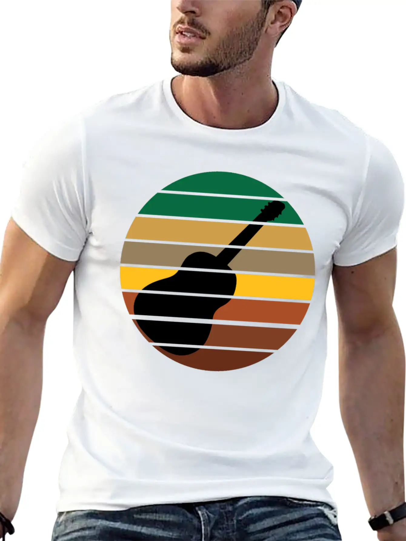Guitar Music Retro Guitarist Unisex Short Sleeve Soft Cotton T-Shirt – Casual Everyday Wear