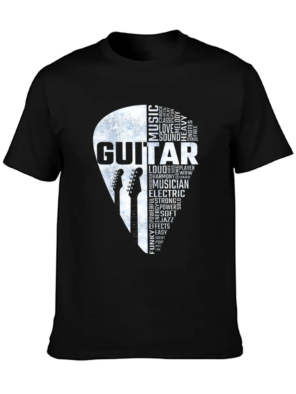 Guitar Word Cloud Stylish Everyday T-Shirt – Unisex Basic Cotton Tee