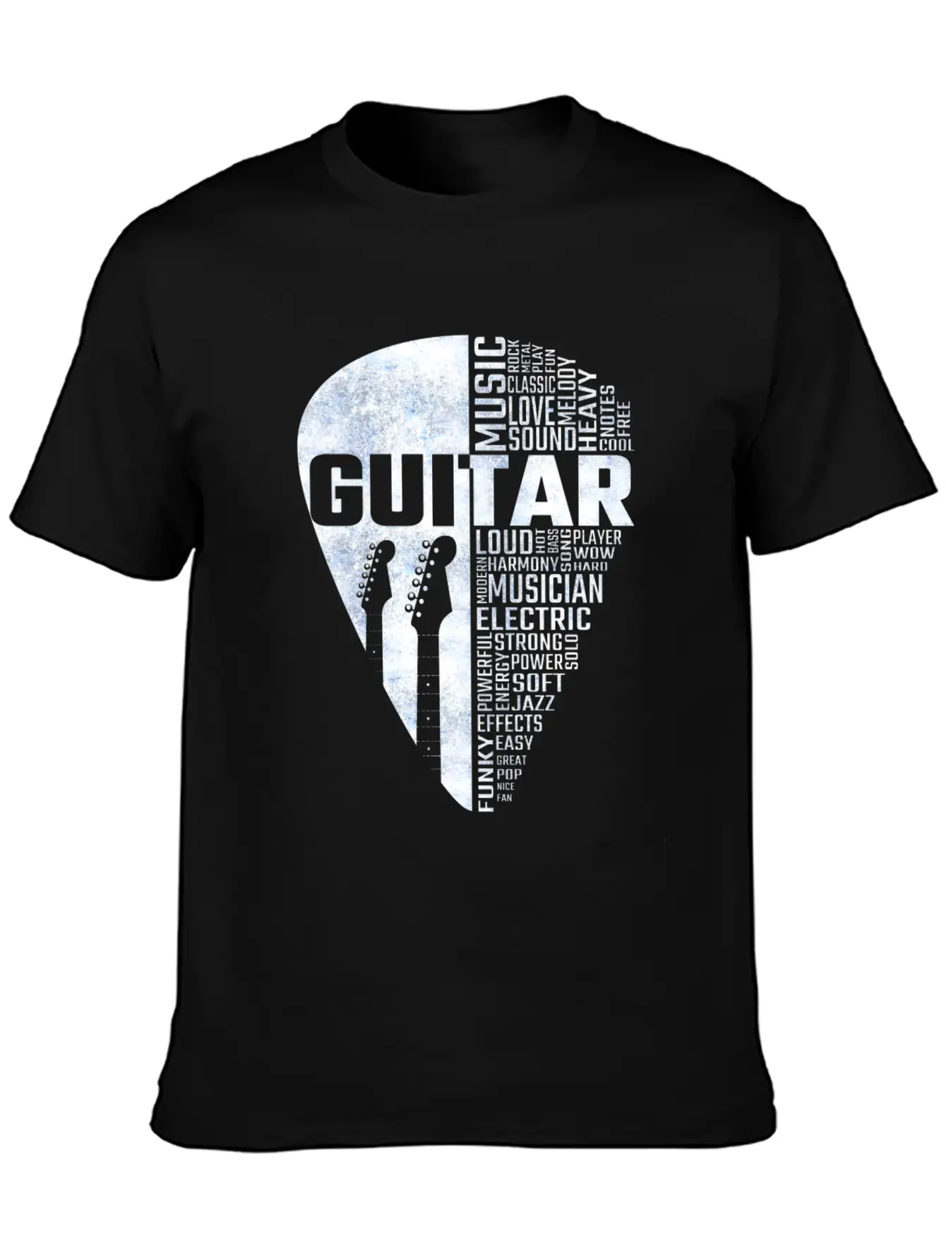 Guitar Word Cloud Stylish Everyday T-Shirt – Unisex Basic Cotton Tee