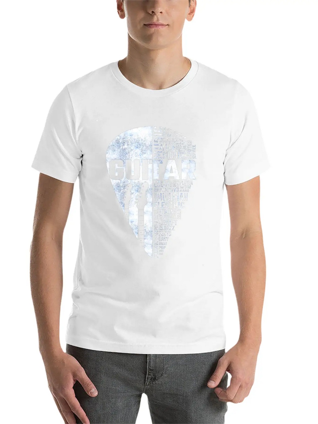 Guitar Word Cloud Stylish Everyday T-Shirt – Unisex Basic Cotton Tee
