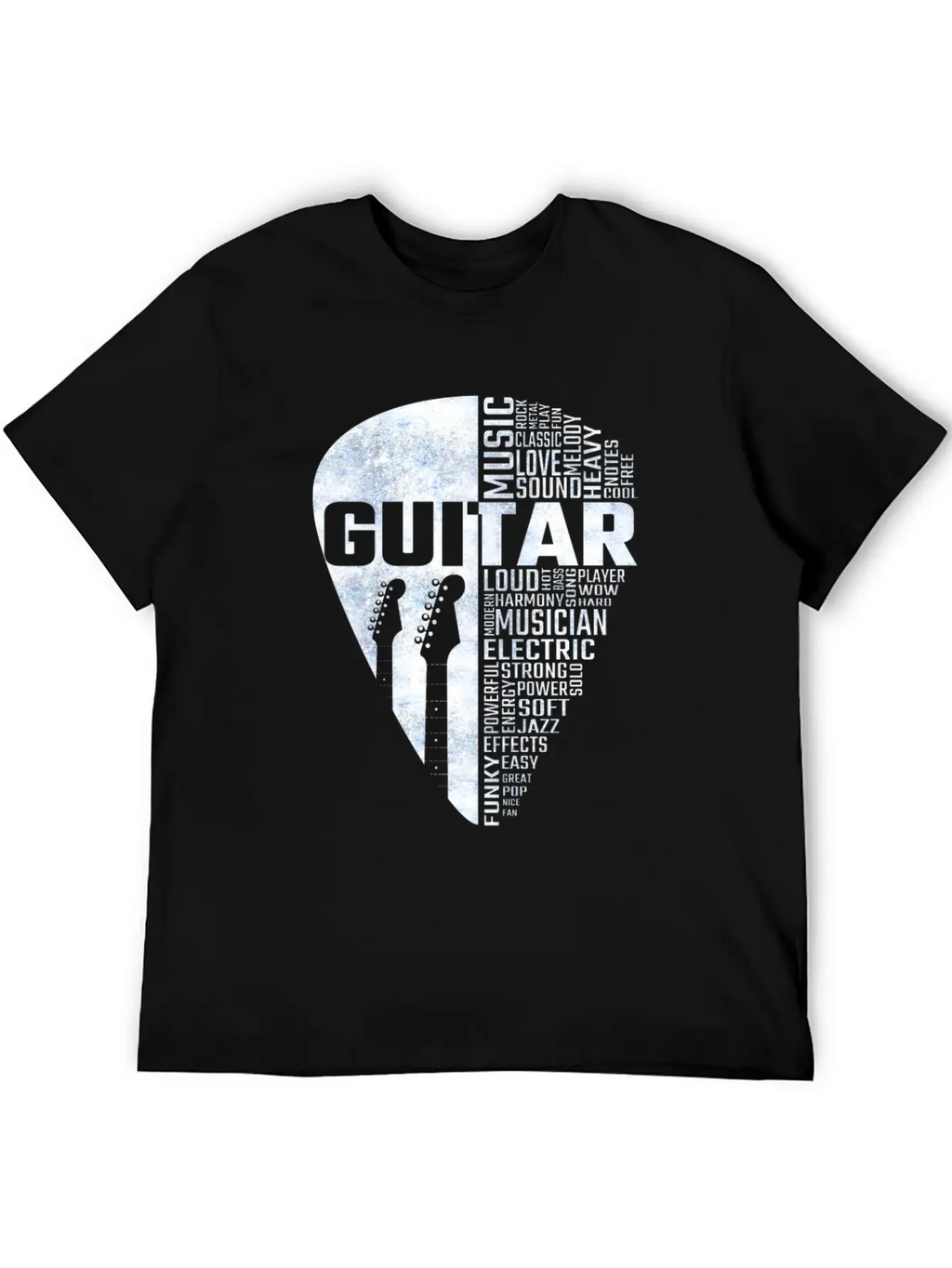 Guitar Word Cloud Stylish Everyday T-Shirt – Unisex Basic Cotton Tee