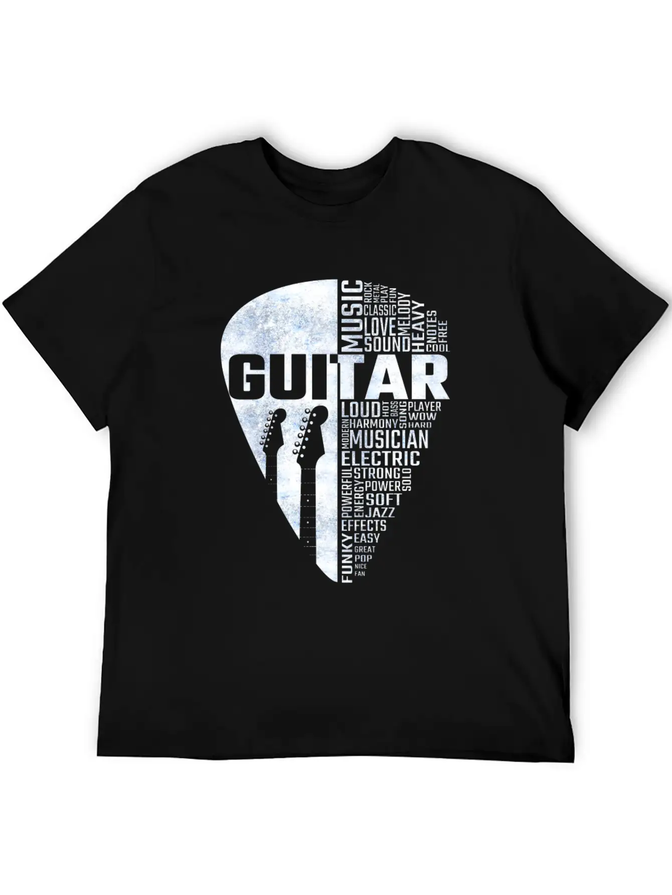 Guitar Word Cloud Stylish Everyday T-Shirt – Unisex Basic Cotton Tee