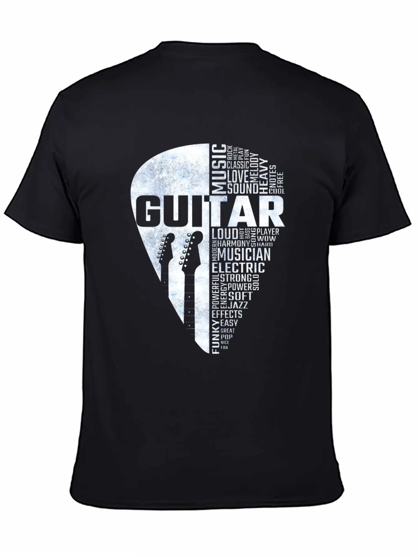 Guitar Word Cloud Stylish Everyday T-Shirt – Unisex Basic Cotton Tee