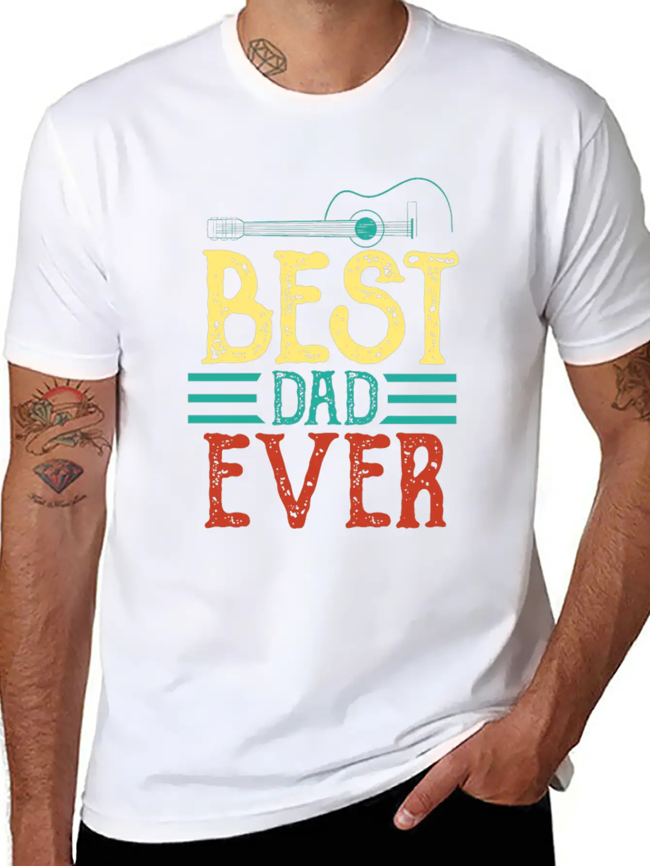 Guitarist Father Best Guitar Dad Ever Chord Gifts Unisex Casual T-Shirt – Clean Design For Daily Comfort