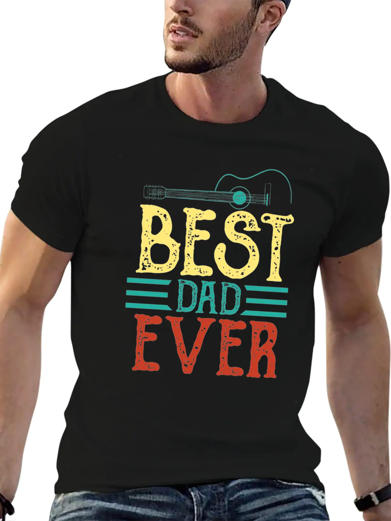 Guitarist Father Best Guitar Dad Ever Chord Gifts Unisex Casual T-Shirt – Clean Design For Daily Comfort