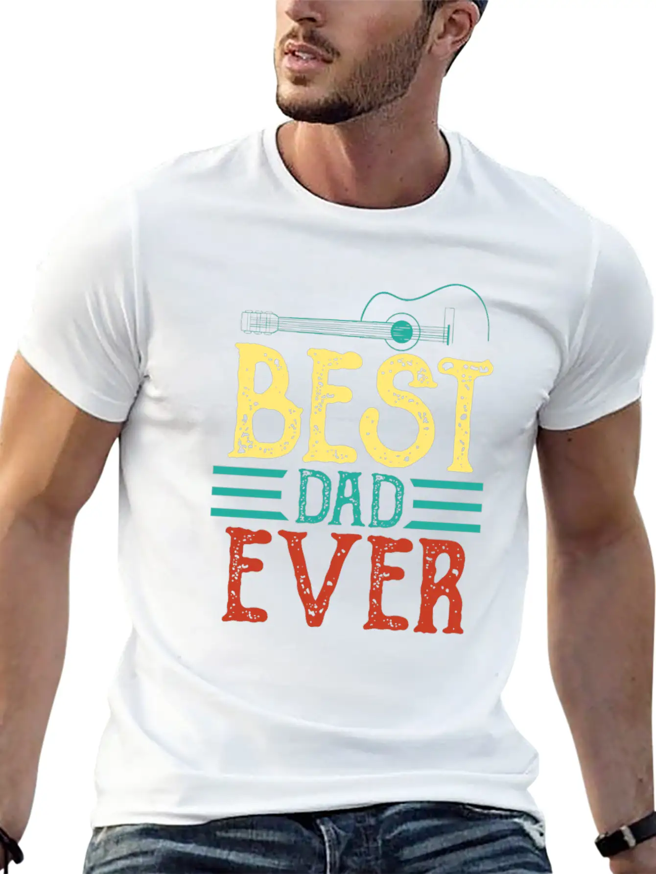 Guitarist Father Best Guitar Dad Ever Chord Gifts Unisex Casual T-Shirt – Clean Design For Daily Comfort
