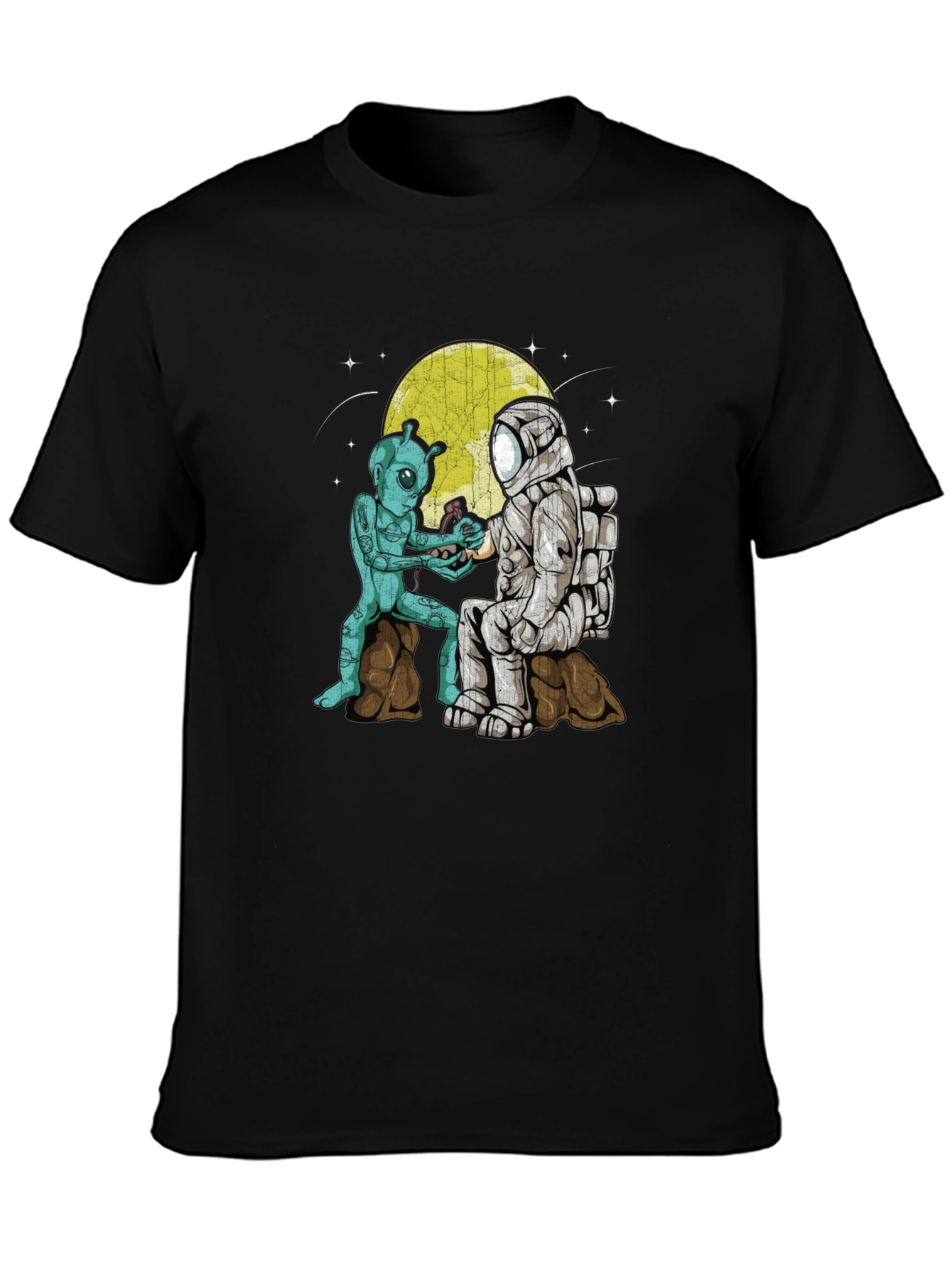 Alien & Astronaut Coffee T-Shirt - Space Adventure Tee