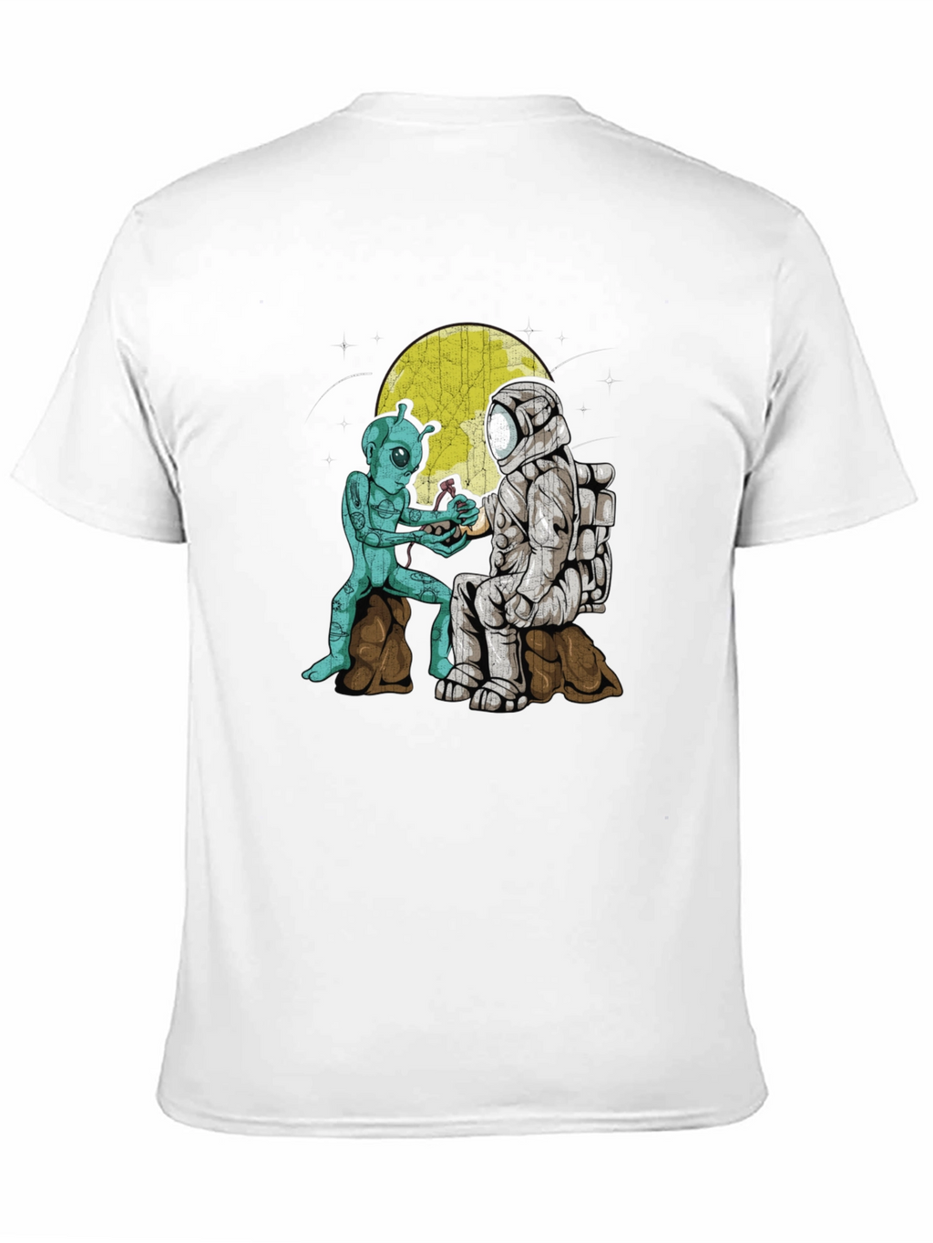 Alien & Astronaut Coffee T-Shirt - Space Adventure Tee