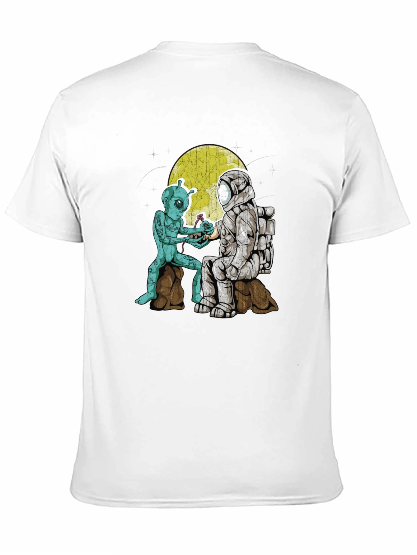 Alien & Astronaut Coffee T-Shirt - Space Adventure Tee