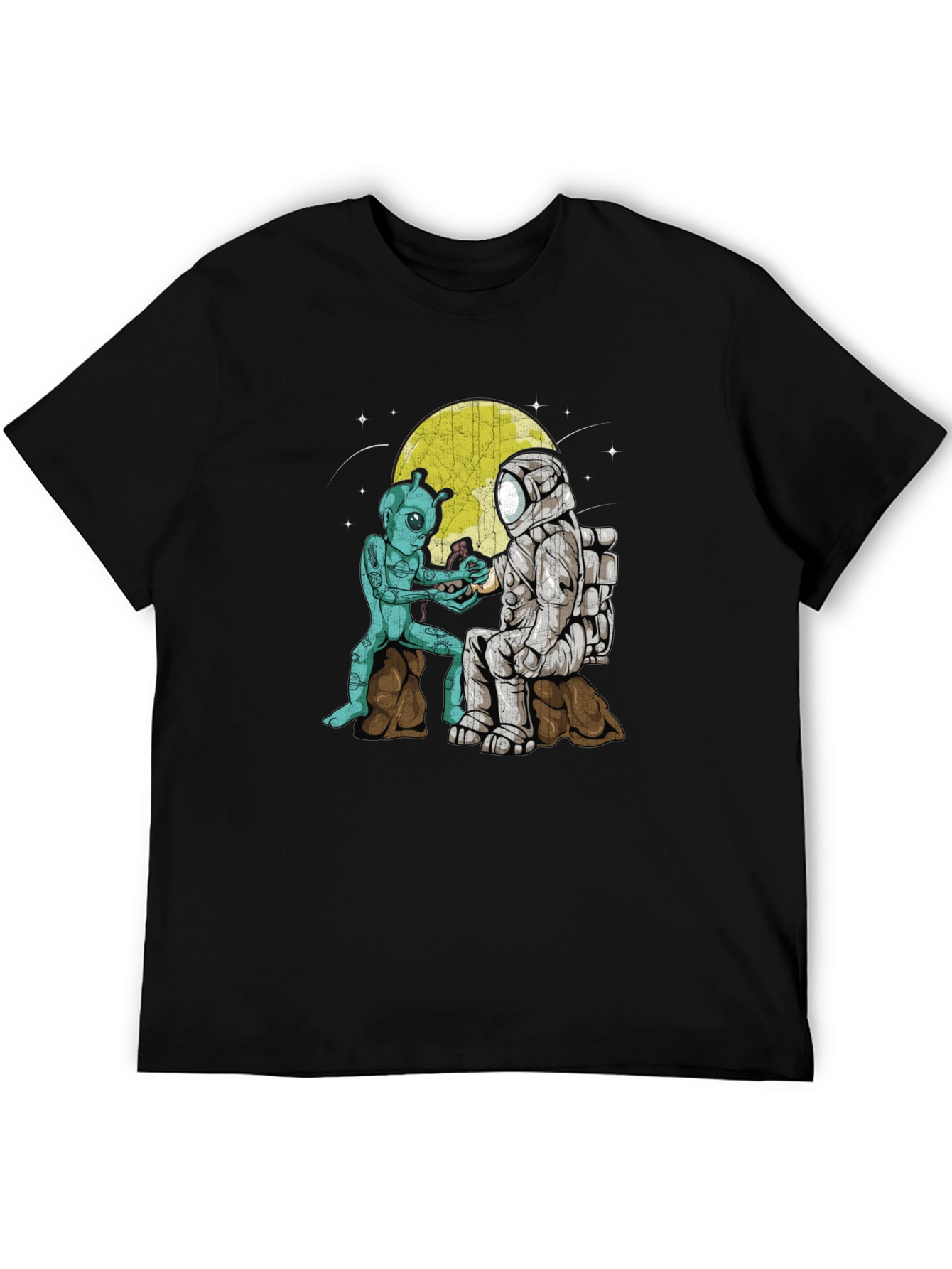 Alien & Astronaut Coffee T-Shirt - Space Adventure Tee