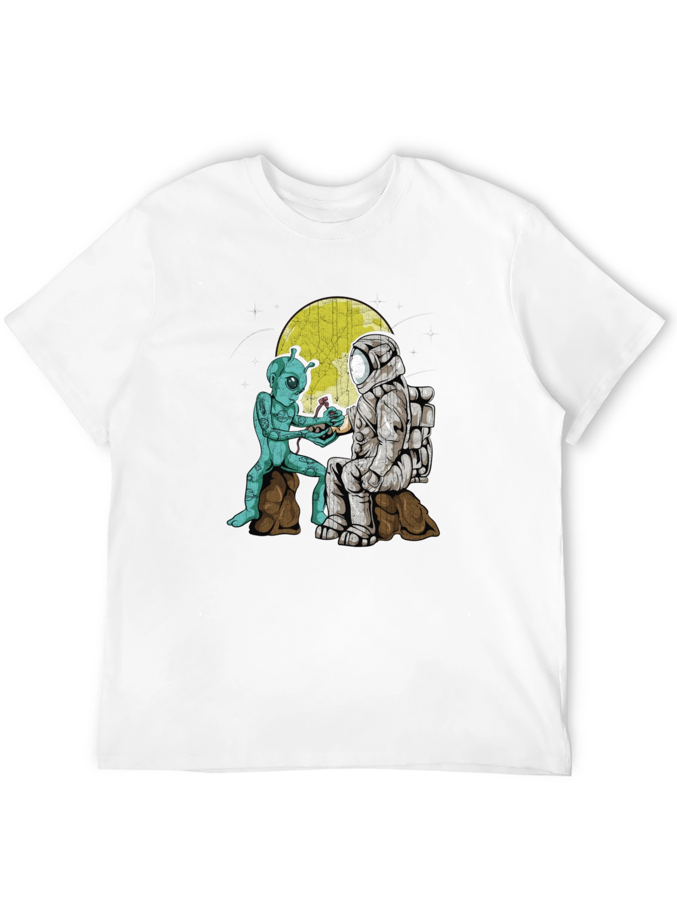 Alien & Astronaut Coffee T-Shirt - Space Adventure Tee