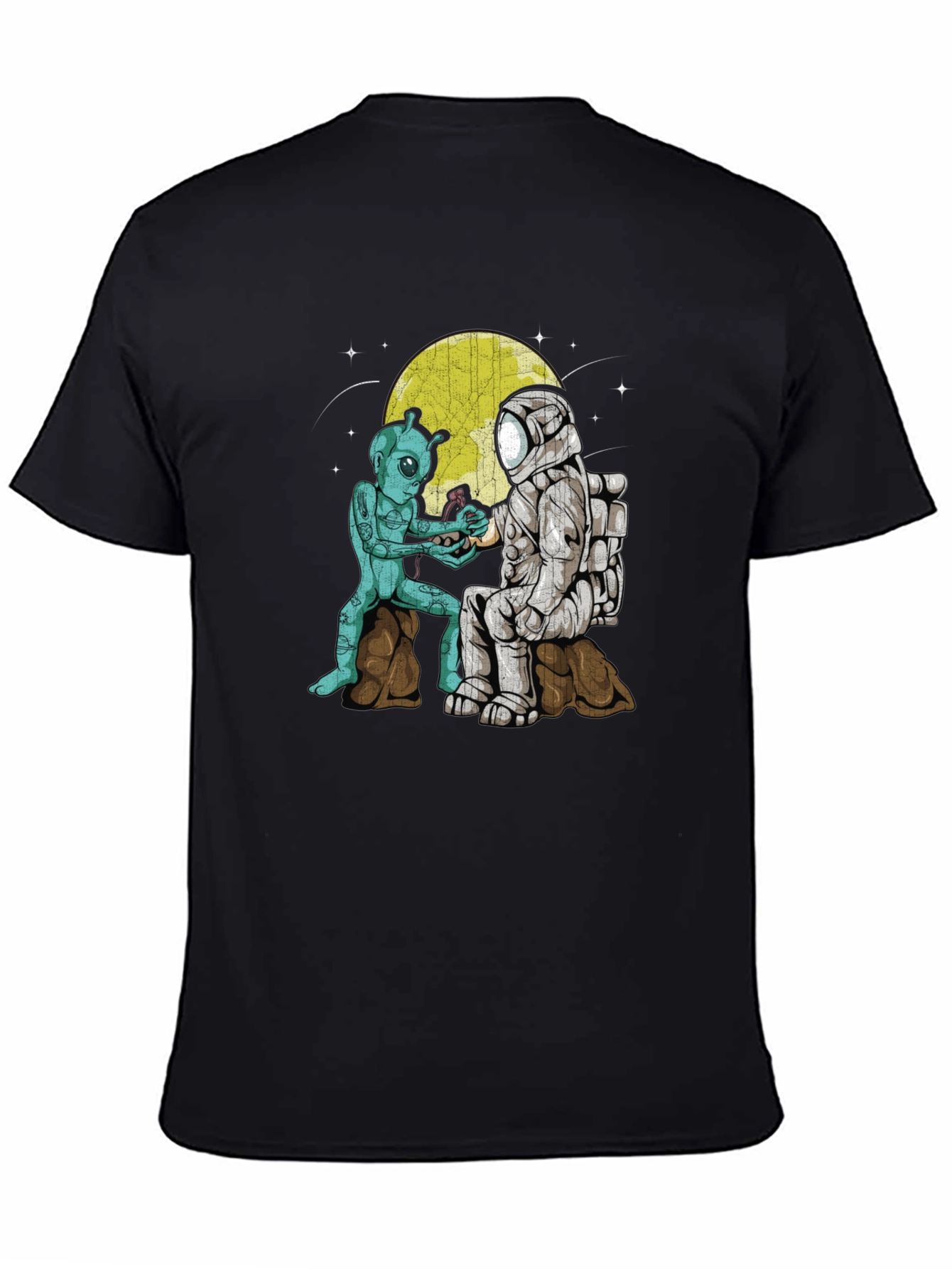 Alien & Astronaut Coffee T-Shirt - Space Adventure Tee