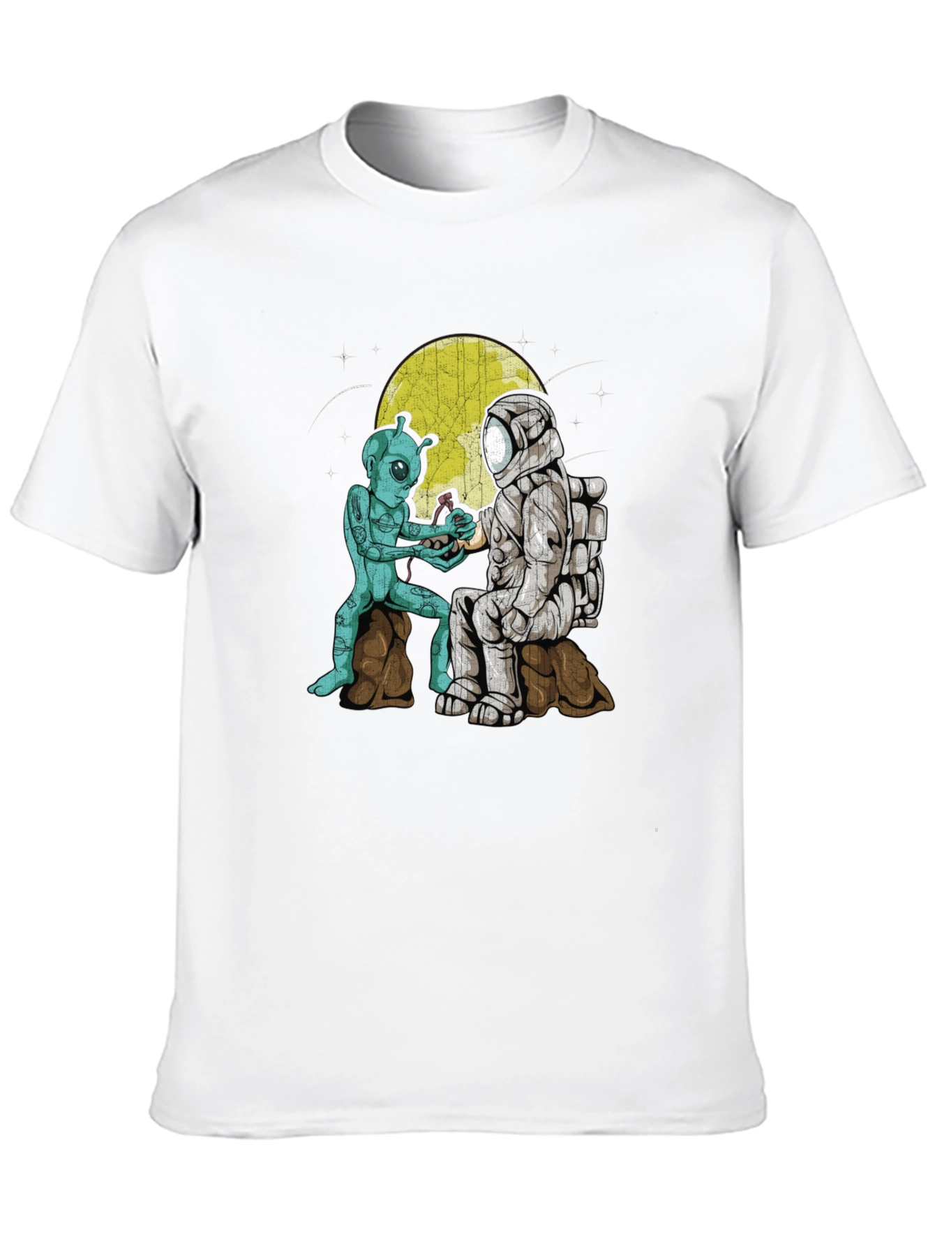 Alien & Astronaut Coffee T-Shirt - Space Adventure Tee
