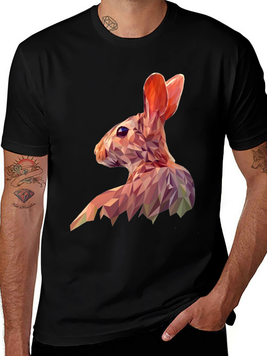 Geometric Rabbit Graphic Tee - Modern Animal Print