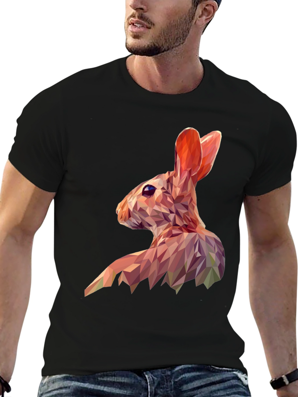 Geometric Rabbit Graphic Tee - Modern Animal Print
