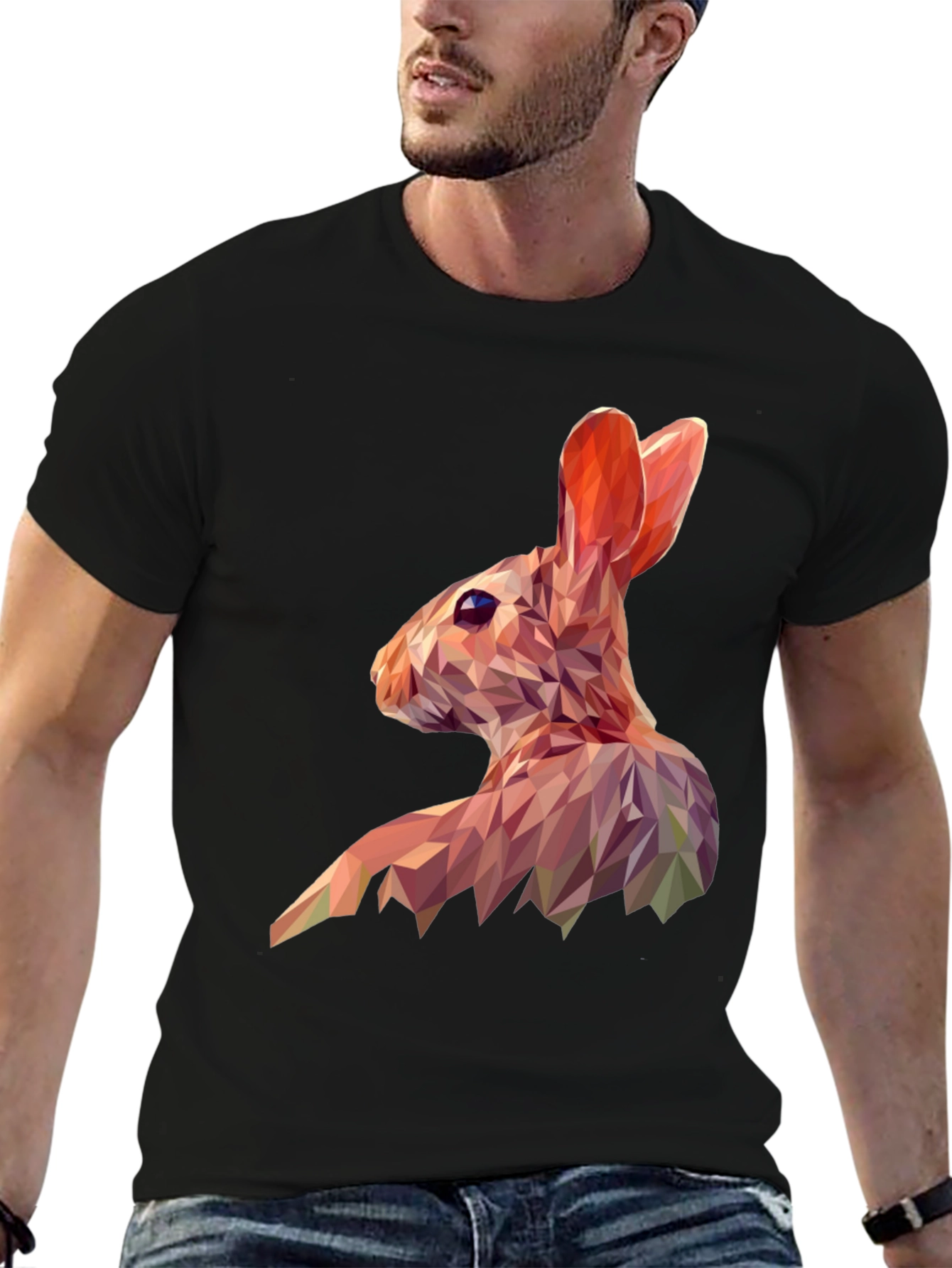 Geometric Rabbit Graphic Tee - Modern Animal Print