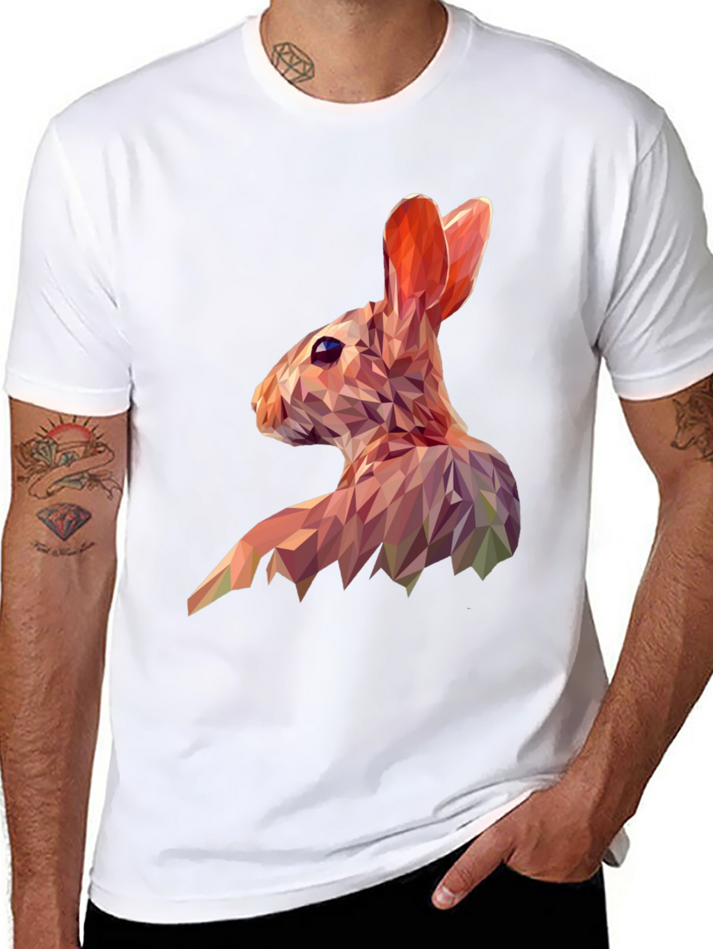 Geometric Rabbit Graphic Tee - Modern Animal Print