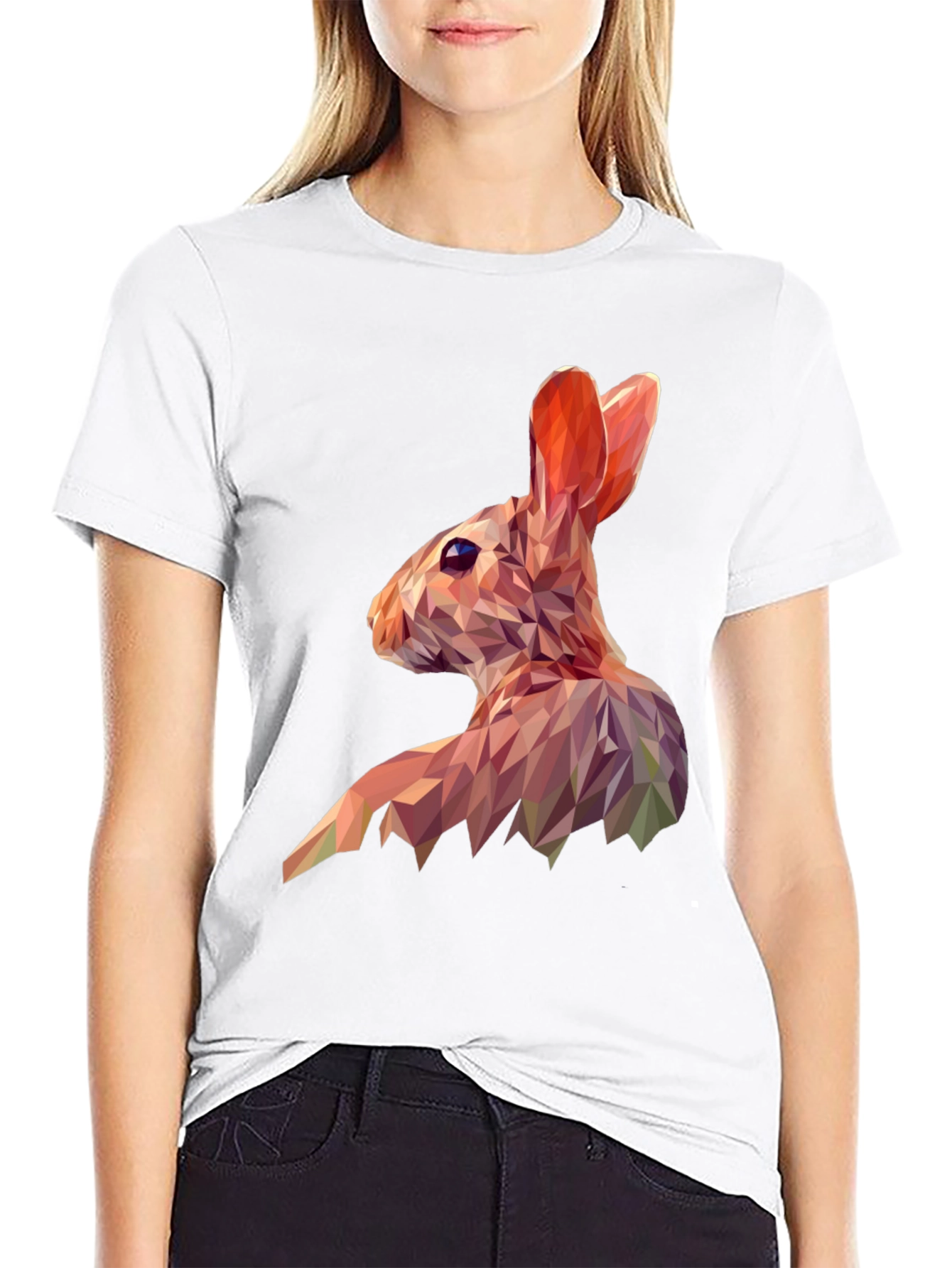 Geometric Rabbit Graphic Tee - Modern Animal Print