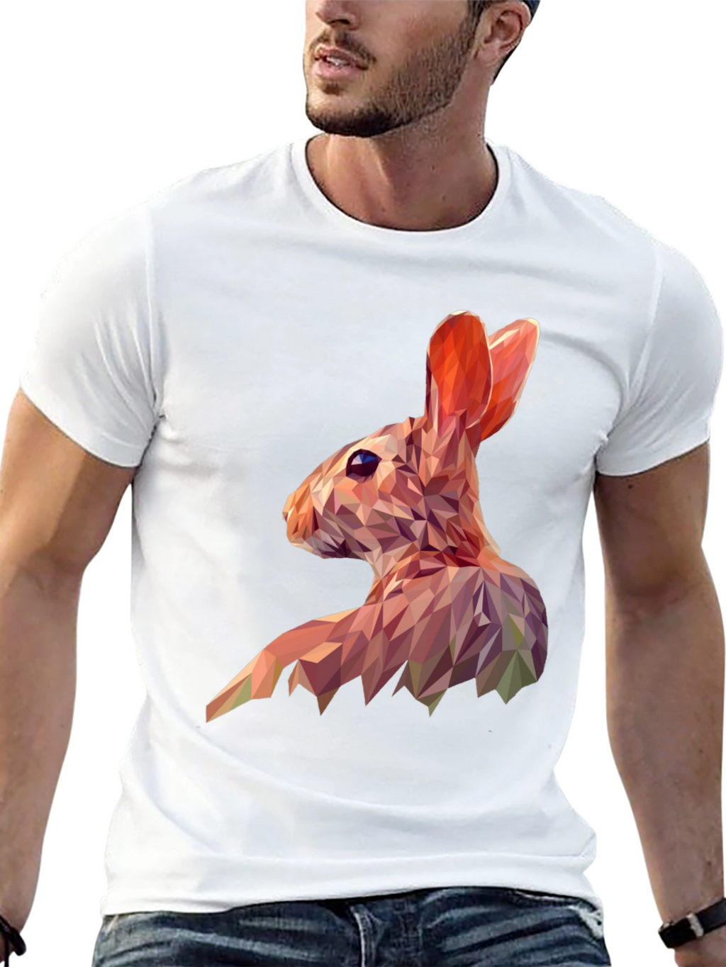 Geometric Rabbit Graphic Tee - Modern Animal Print