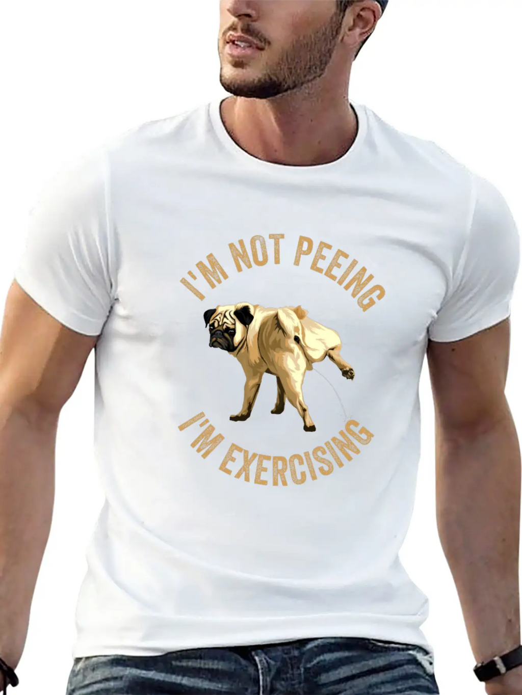 Gym Dog Funny Workout Sayings Peeing Dog Exercise Casual Graphic T-Shirt – Simple And Comfortable Daily Wear