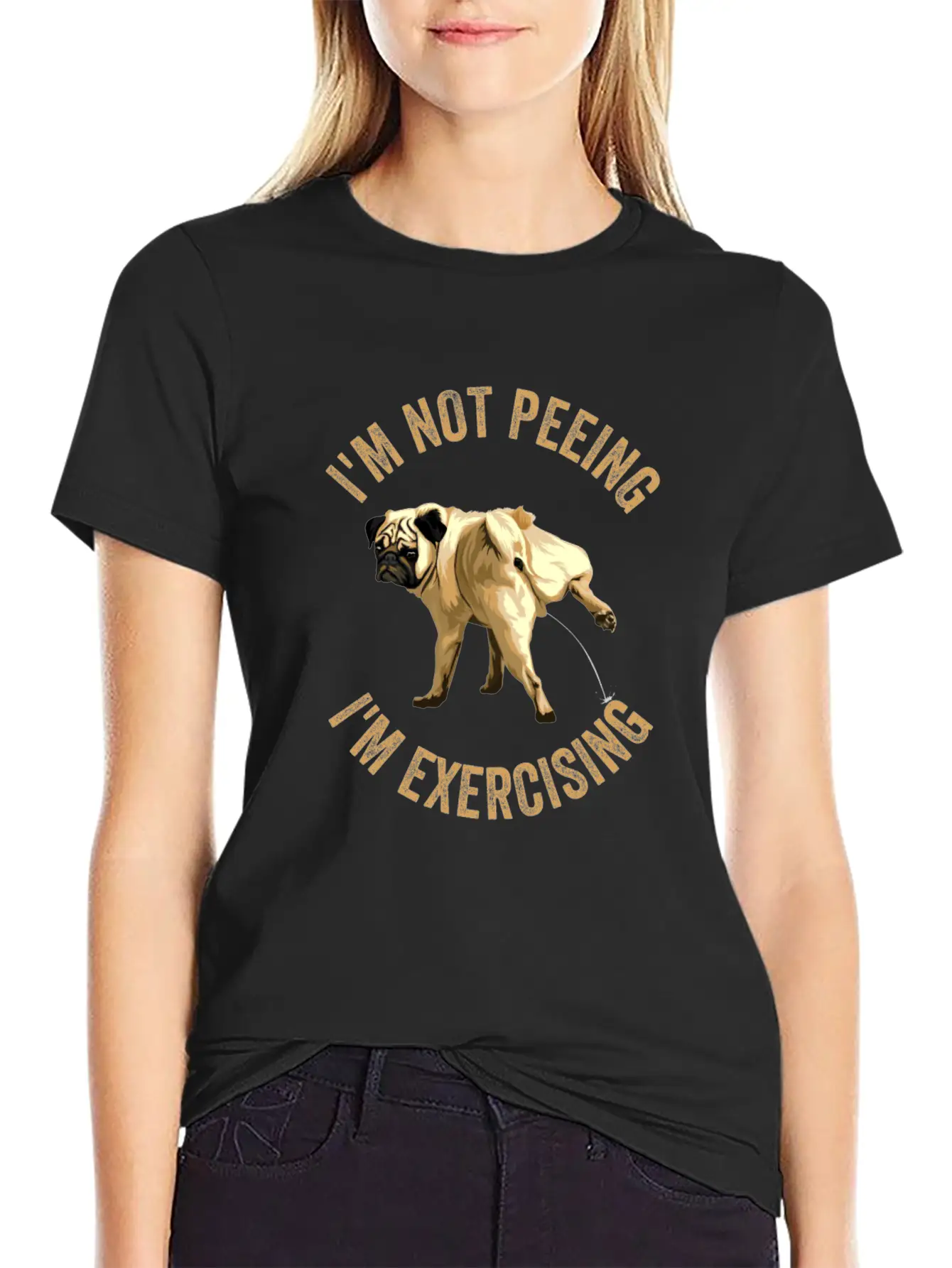 Gym Dog Funny Workout Sayings Peeing Dog Exercise Casual Graphic T-Shirt – Simple And Comfortable Daily Wear