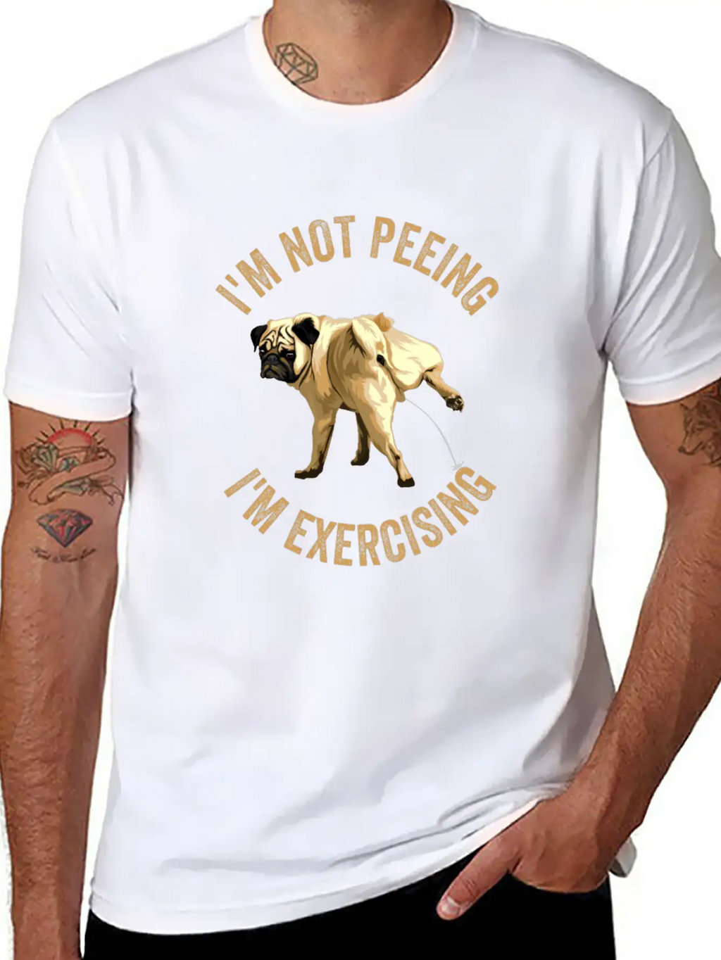 Gym Dog Funny Workout Sayings Peeing Dog Exercise Casual Graphic T-Shirt – Simple And Comfortable Daily Wear