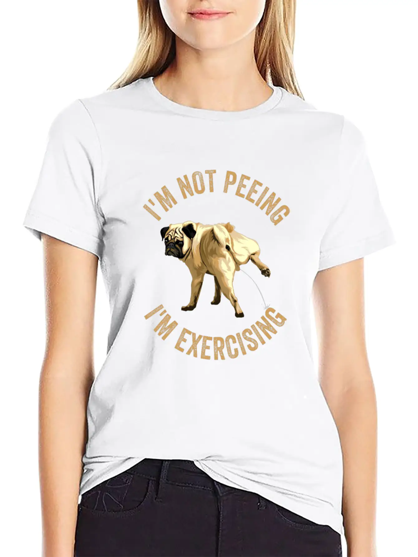 Gym Dog Funny Workout Sayings Peeing Dog Exercise Casual Graphic T-Shirt – Simple And Comfortable Daily Wear