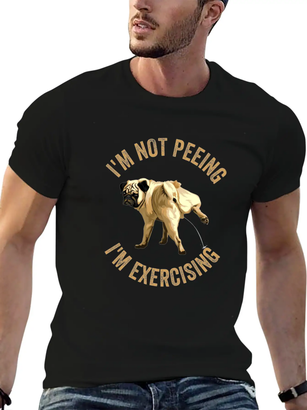 Gym Dog Funny Workout Sayings Peeing Dog Exercise Casual Graphic T-Shirt – Simple And Comfortable Daily Wear