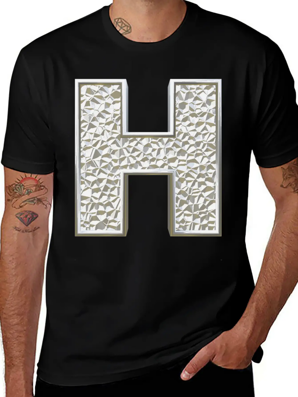H, Letter, Letter H, Initial, Initial H, Monogram, Breathable Soft Cotton T-Shirt – Timeless Casual Look