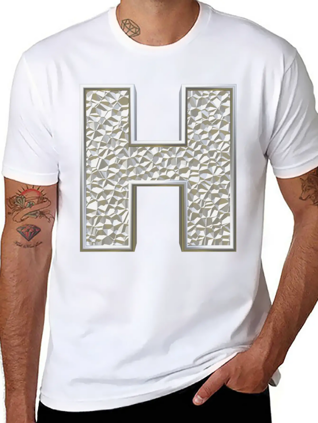 H, Letter, Letter H, Initial, Initial H, Monogram, Breathable Soft Cotton T-Shirt – Timeless Casual Look