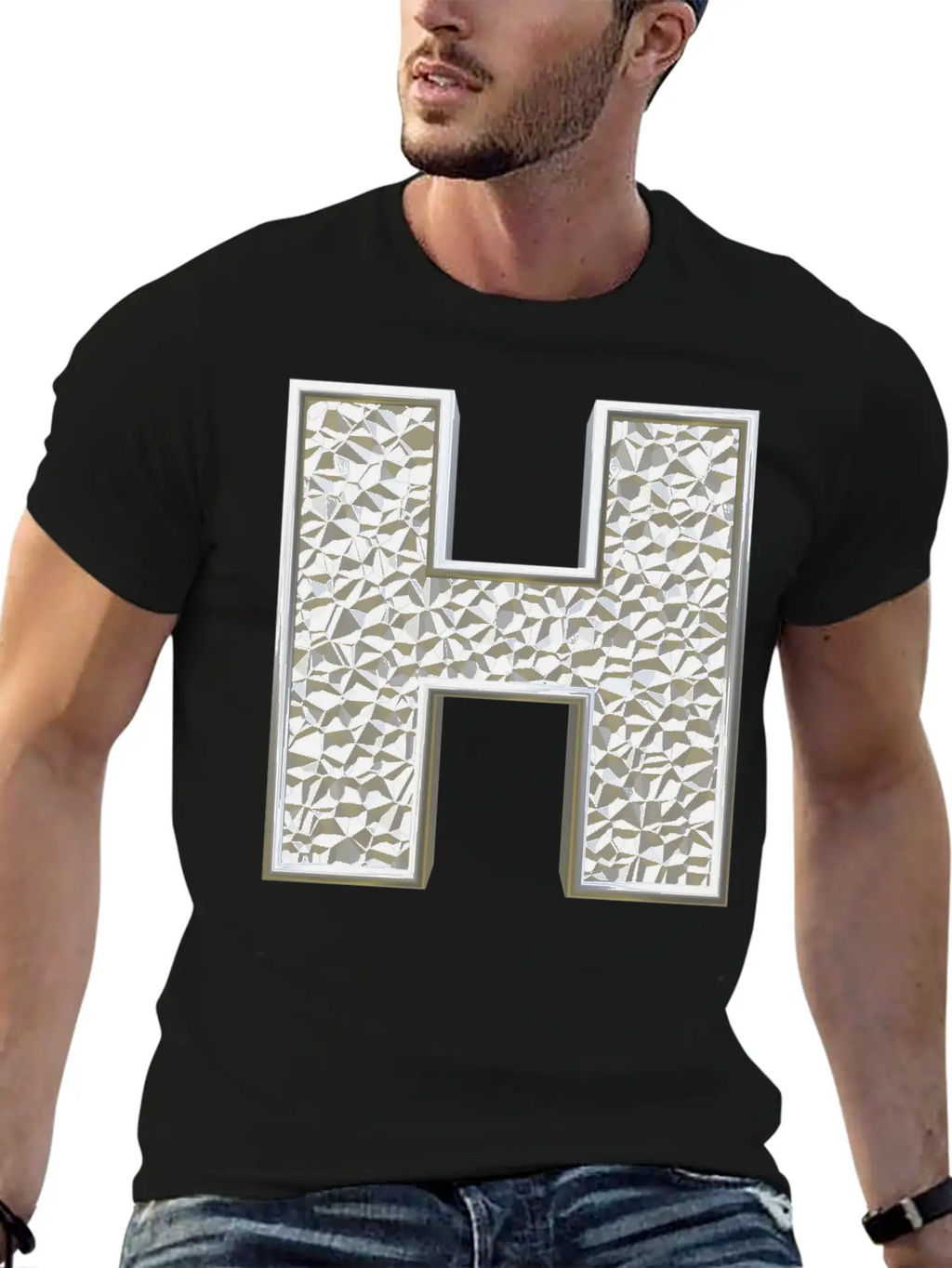 H, Letter, Letter H, Initial, Initial H, Monogram, Breathable Soft Cotton T-Shirt – Timeless Casual Look