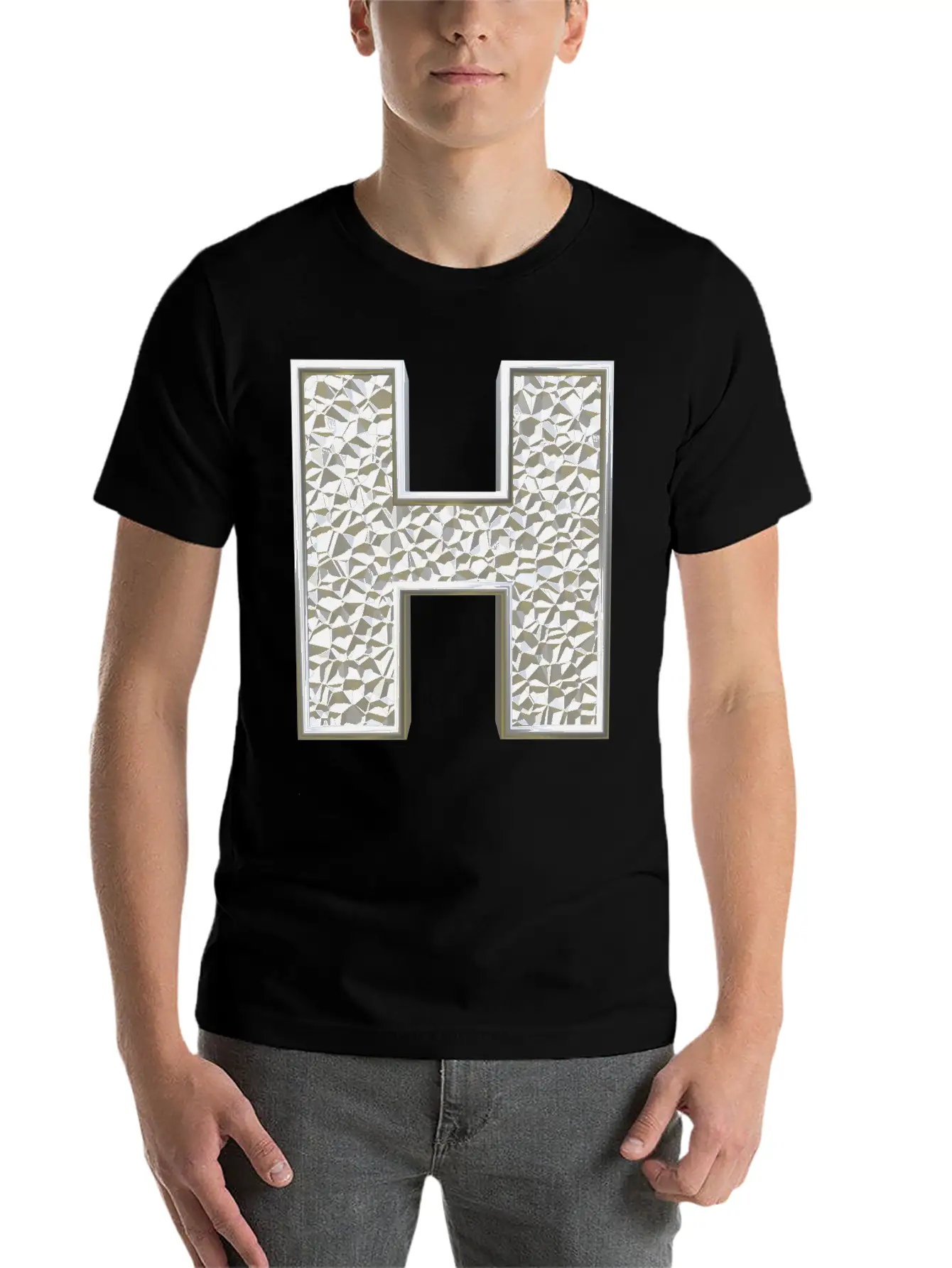 H, Letter, Letter H, Initial, Initial H, Monogram, Breathable Soft Cotton T-Shirt – Timeless Casual Look