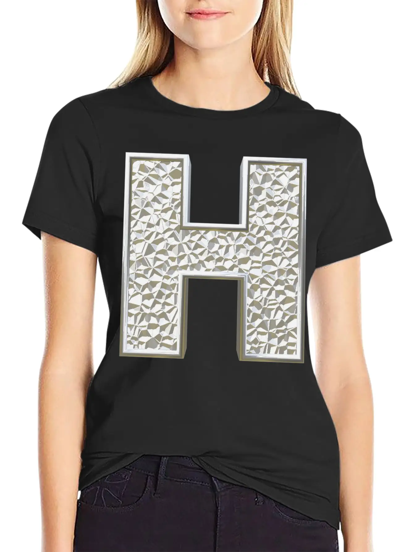 H, Letter, Letter H, Initial, Initial H, Monogram, Breathable Soft Cotton T-Shirt – Timeless Casual Look