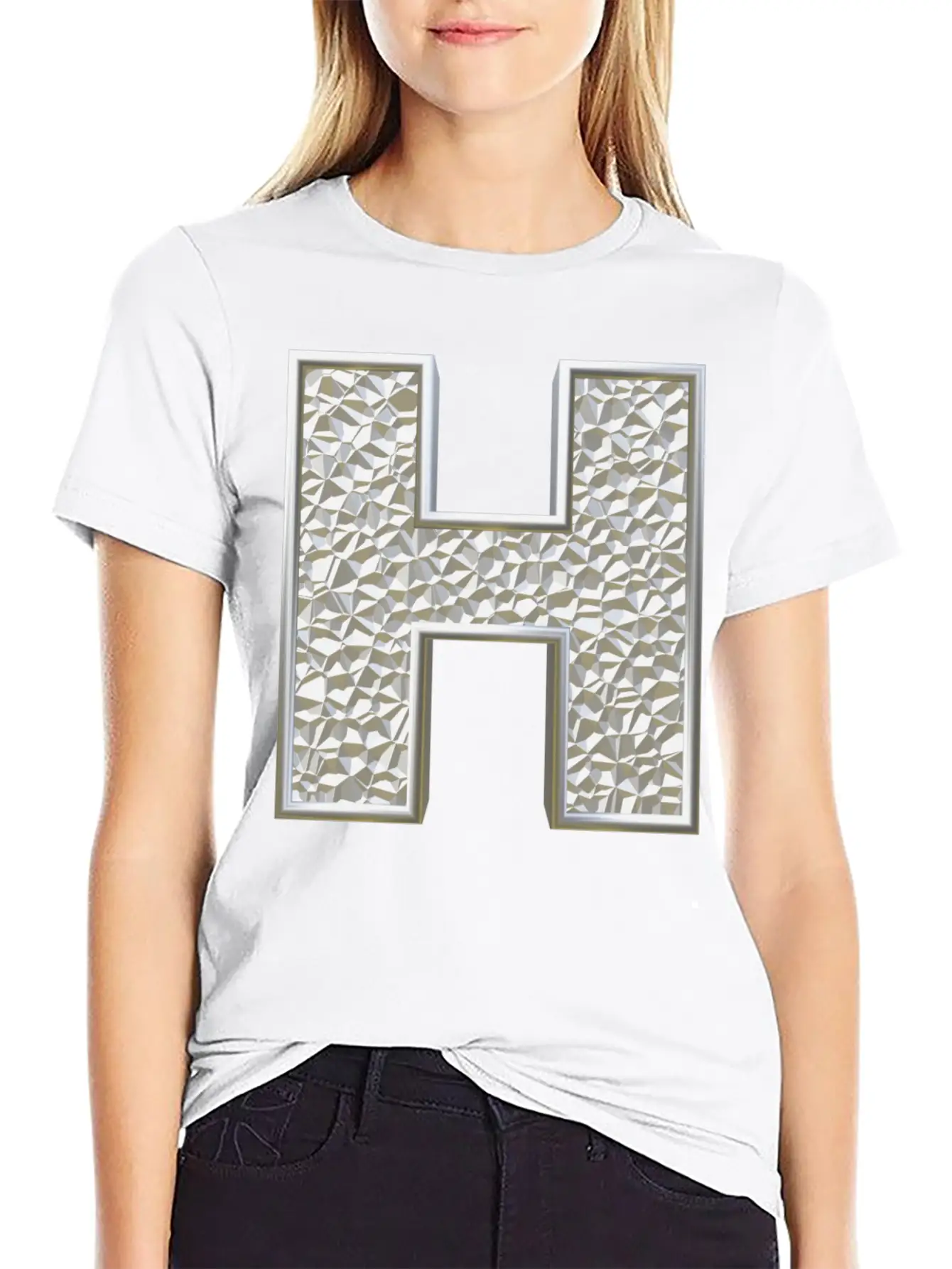 H, Letter, Letter H, Initial, Initial H, Monogram, Breathable Soft Cotton T-Shirt – Timeless Casual Look