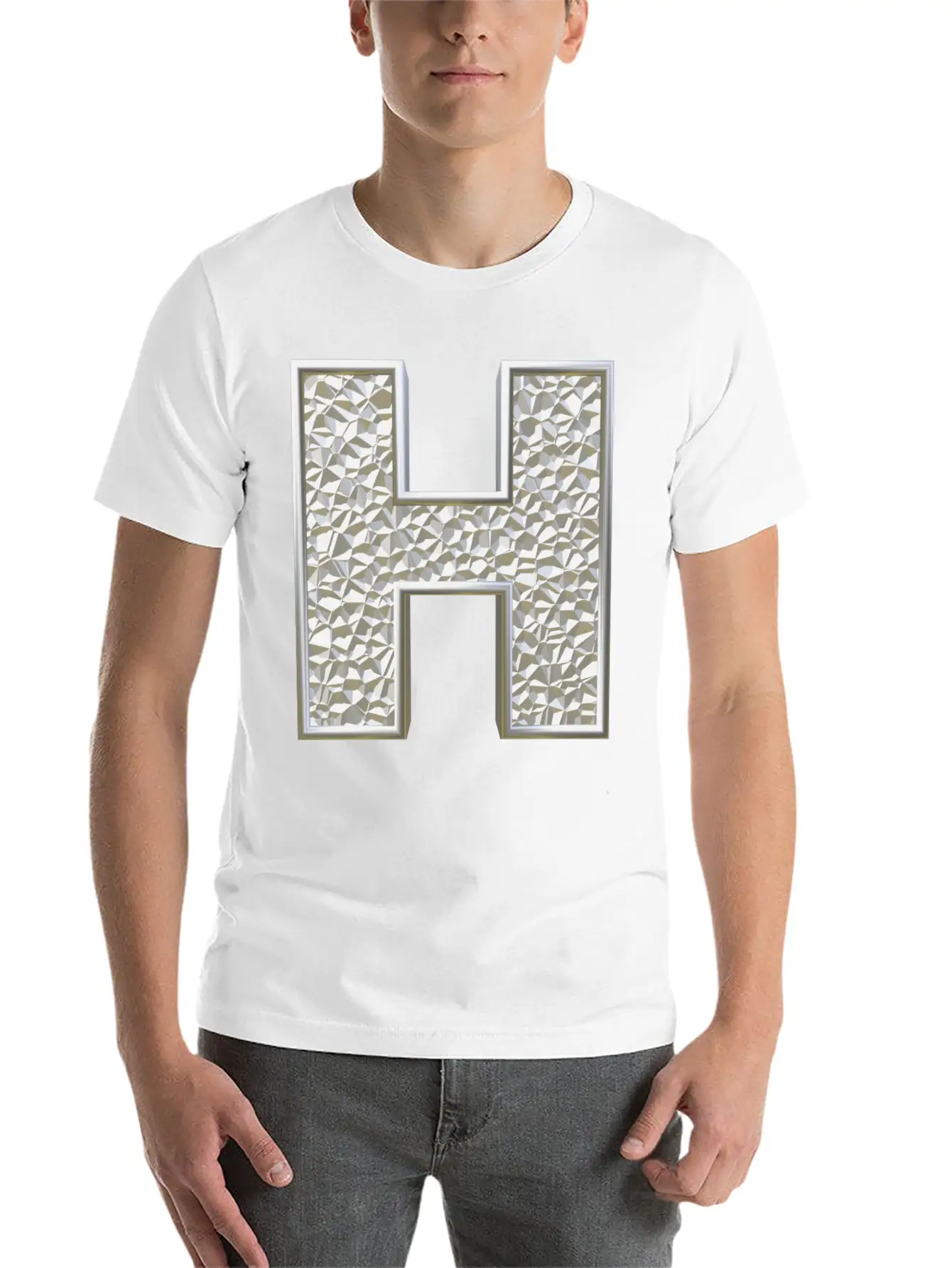 H, Letter, Letter H, Initial, Initial H, Monogram, Breathable Soft Cotton T-Shirt – Timeless Casual Look
