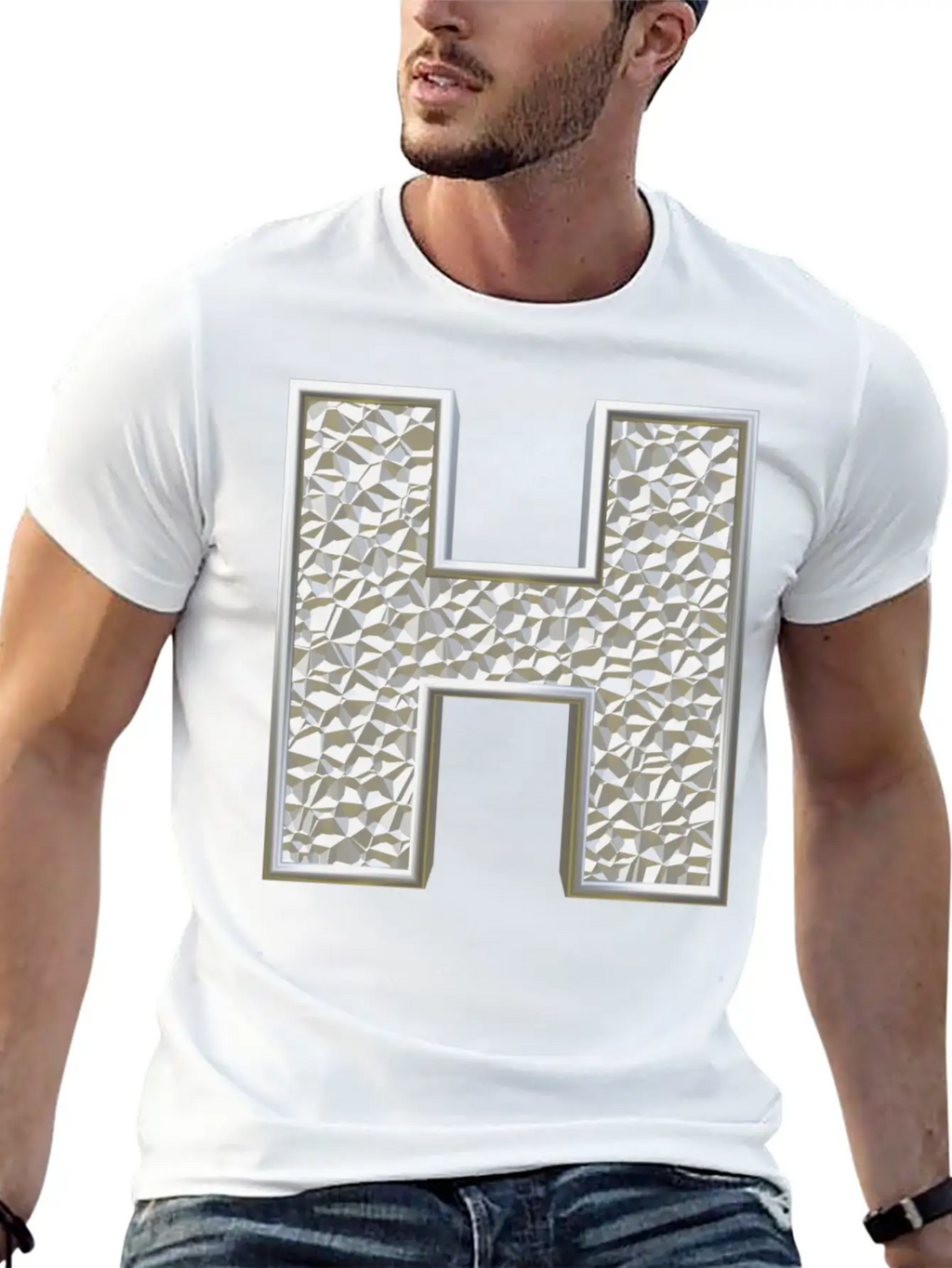 H, Letter, Letter H, Initial, Initial H, Monogram, Breathable Soft Cotton T-Shirt – Timeless Casual Look