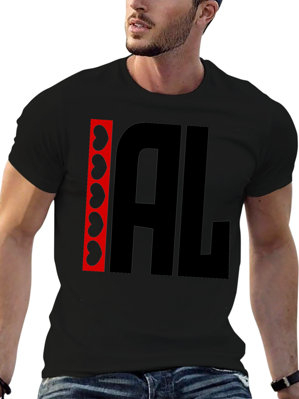 I Heart AL Graphic Tee - Black Cotton Shirt