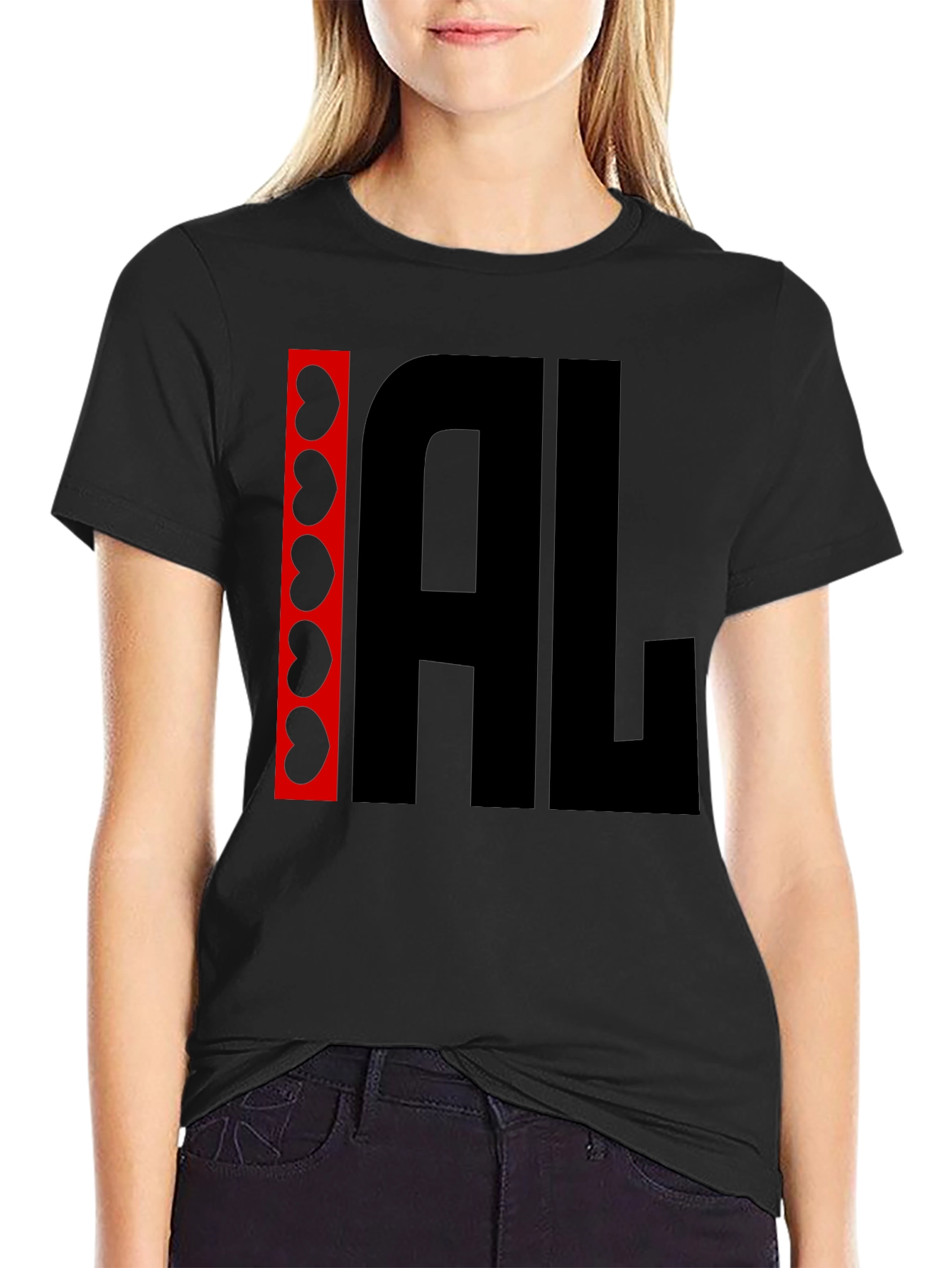 I Heart AL Graphic Tee - Black Cotton Shirt
