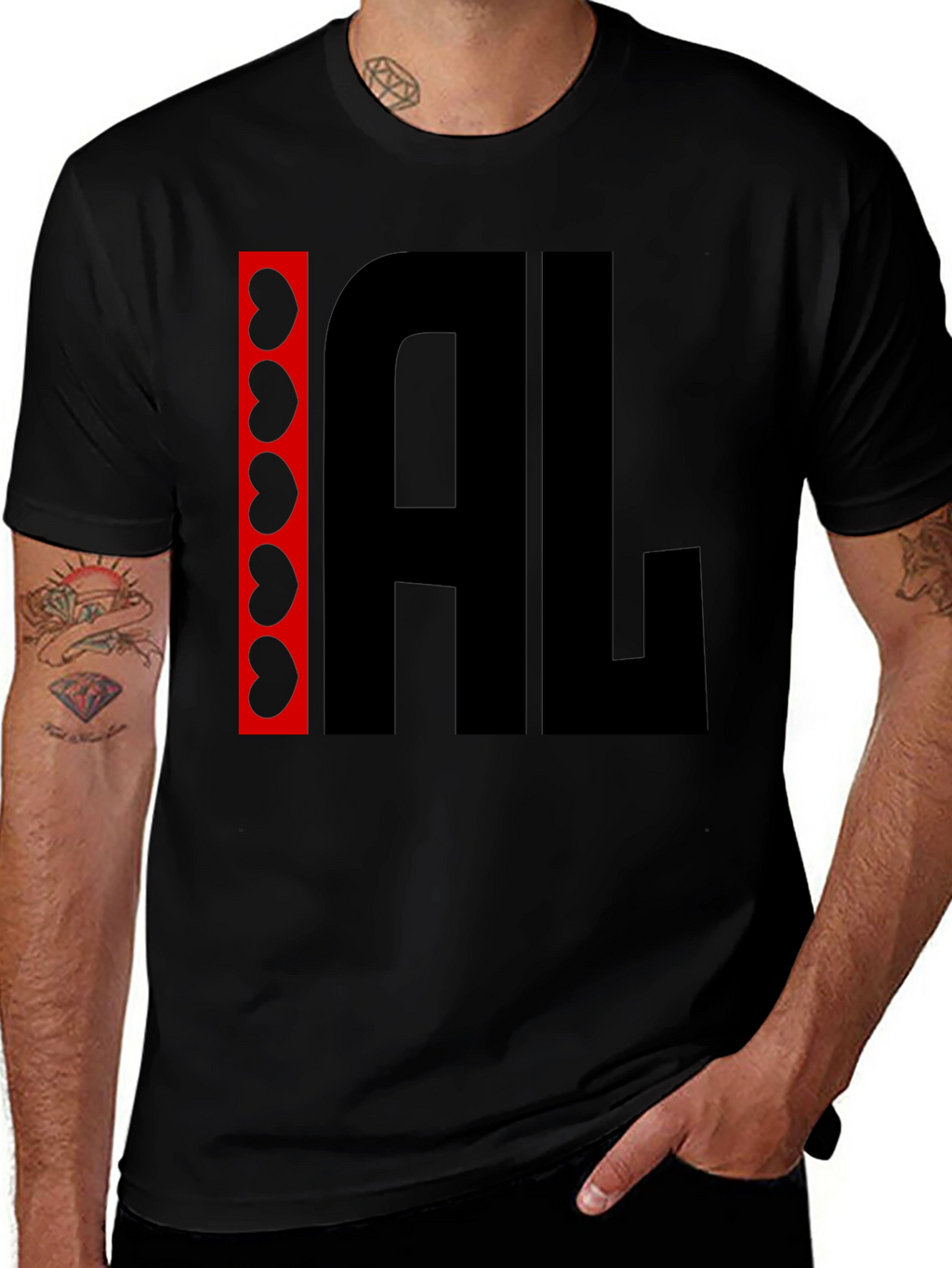 I Heart AL Graphic Tee - Black Cotton Shirt