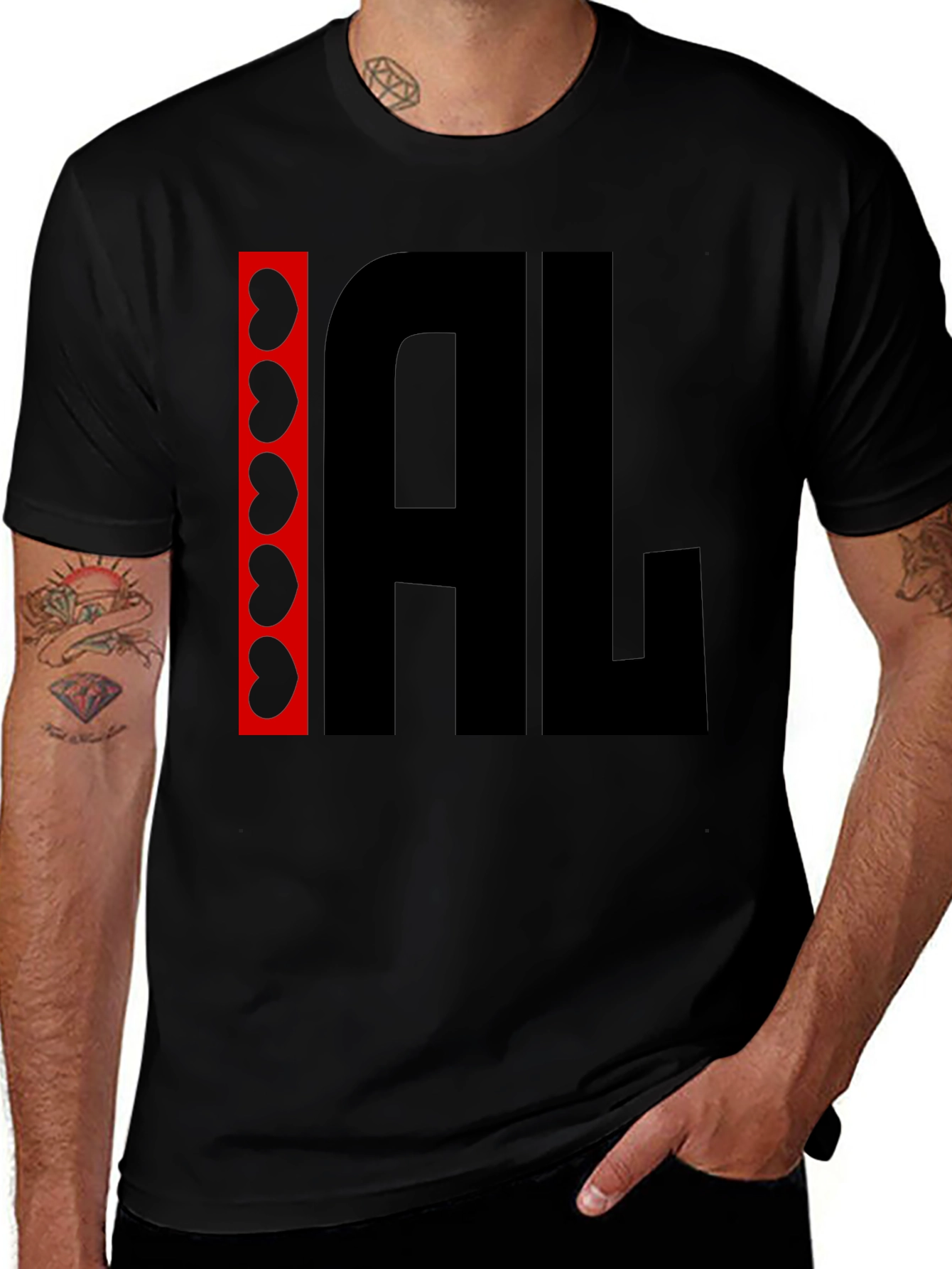 I Heart AL Graphic Tee - Black Cotton Shirt