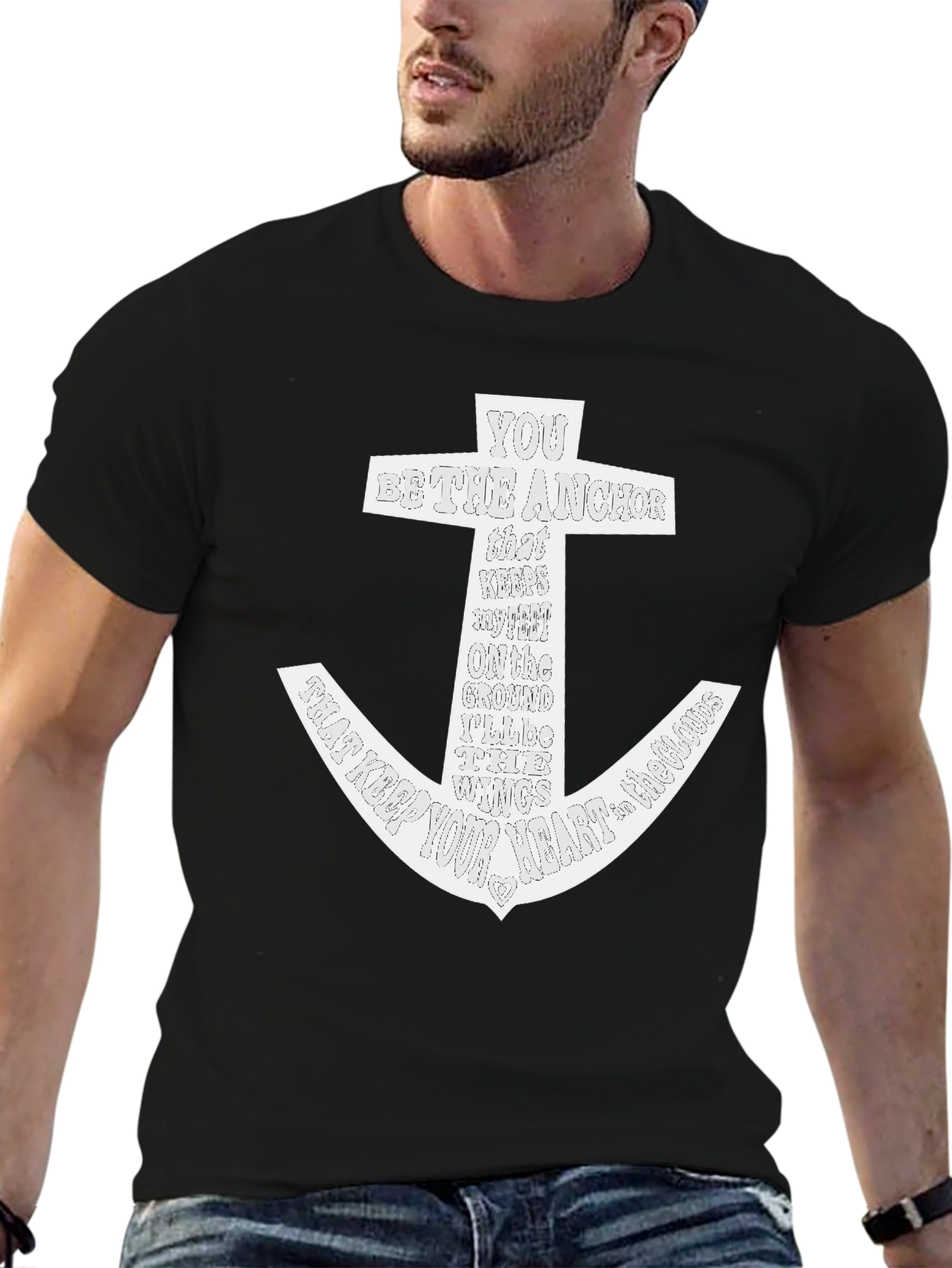 Anchor Graphic Black T-Shirt for Men