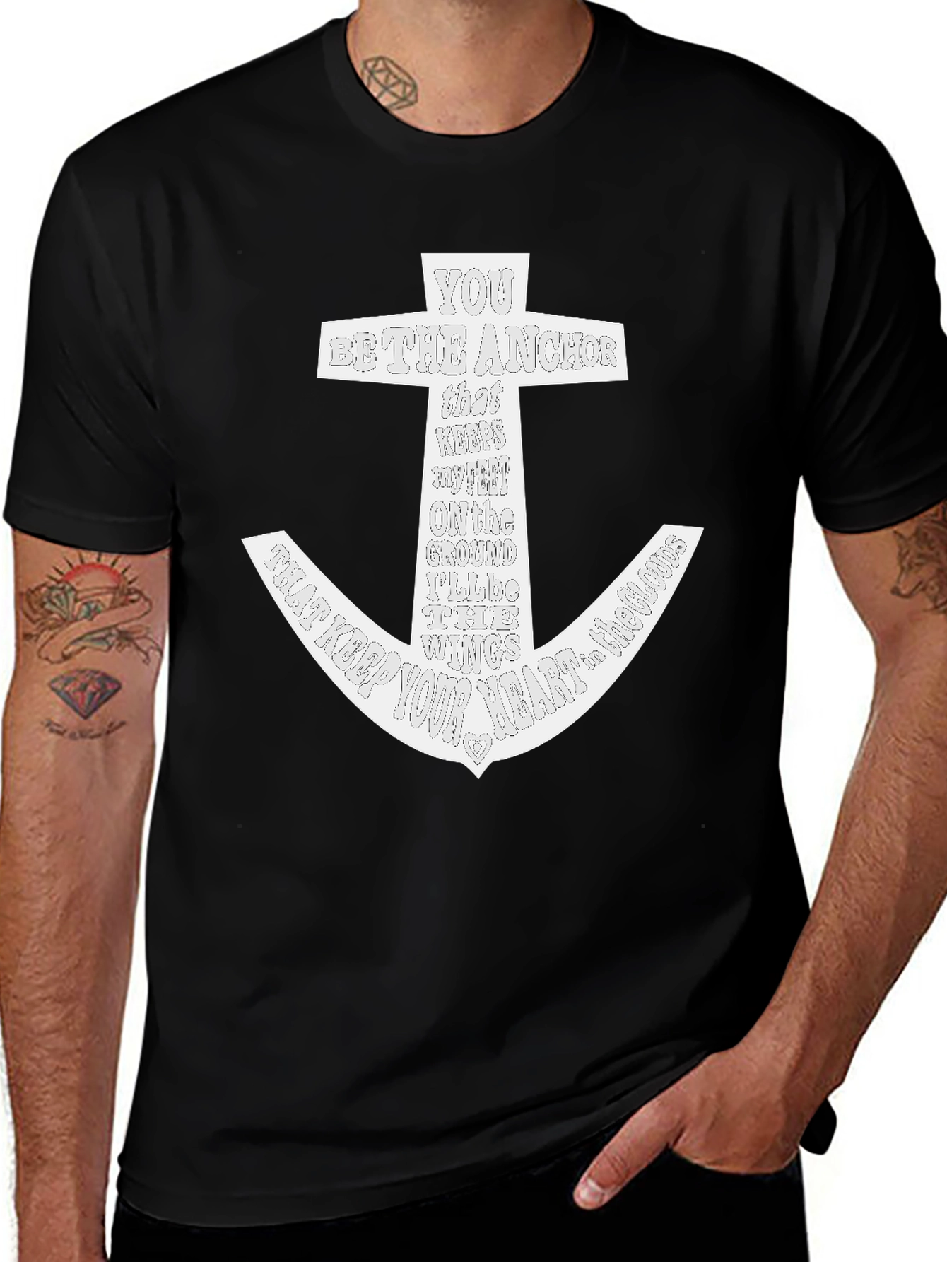 Anchor Graphic Black T-Shirt for Men