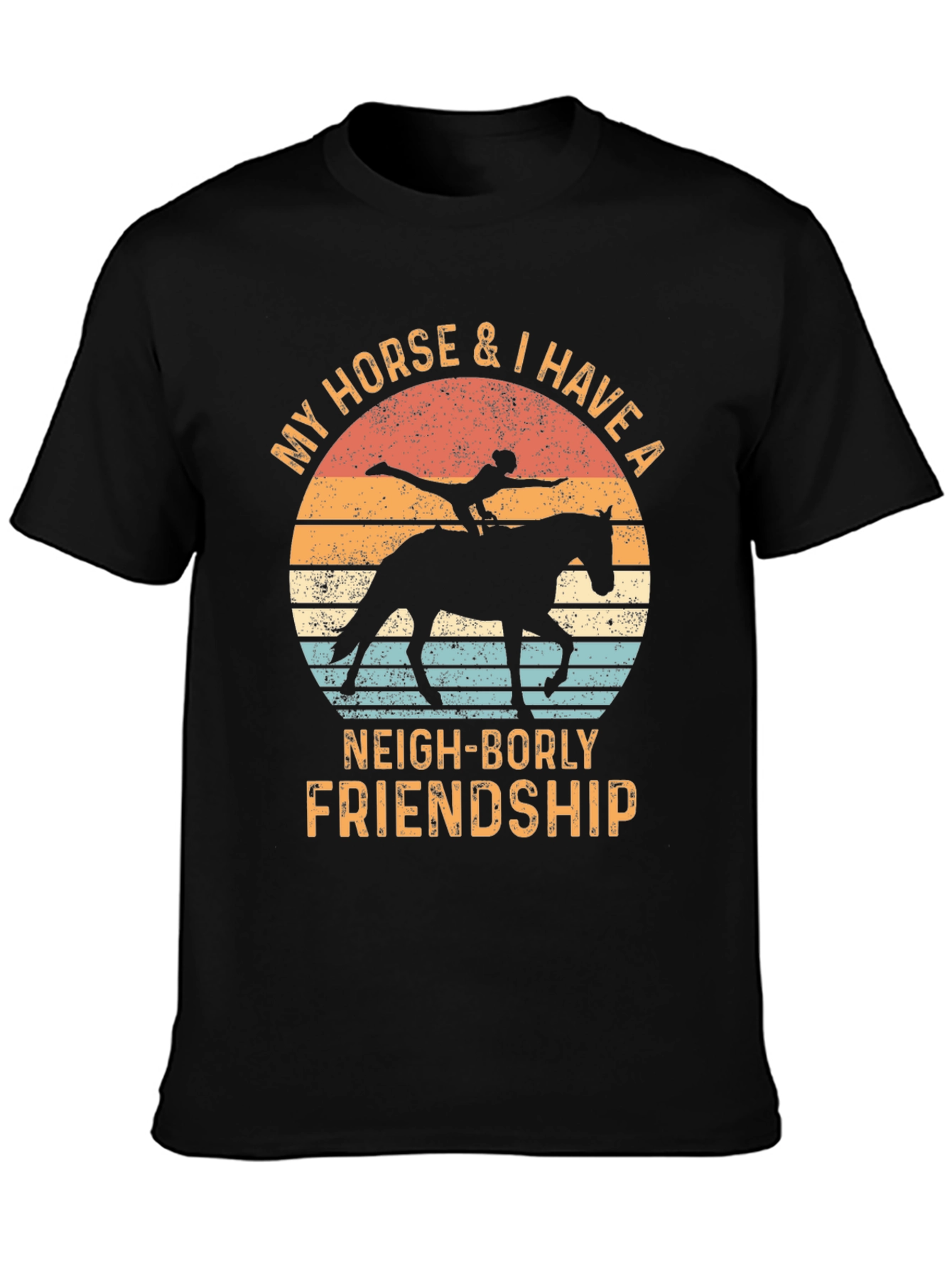 Horse & Rider Graphic Tee - Neigh-Borly Friendship T-Shirt
