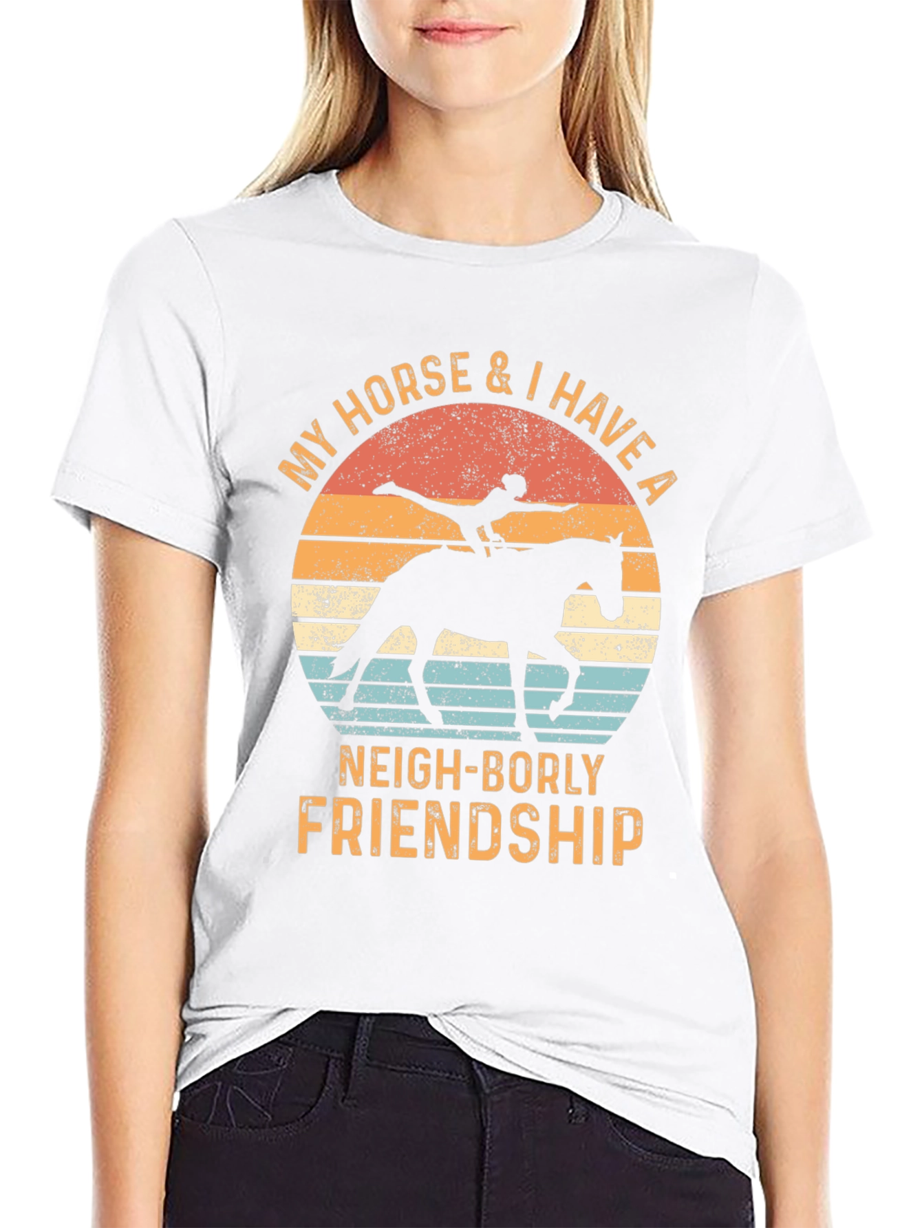 Horse & Rider Graphic Tee - Neigh-Borly Friendship T-Shirt