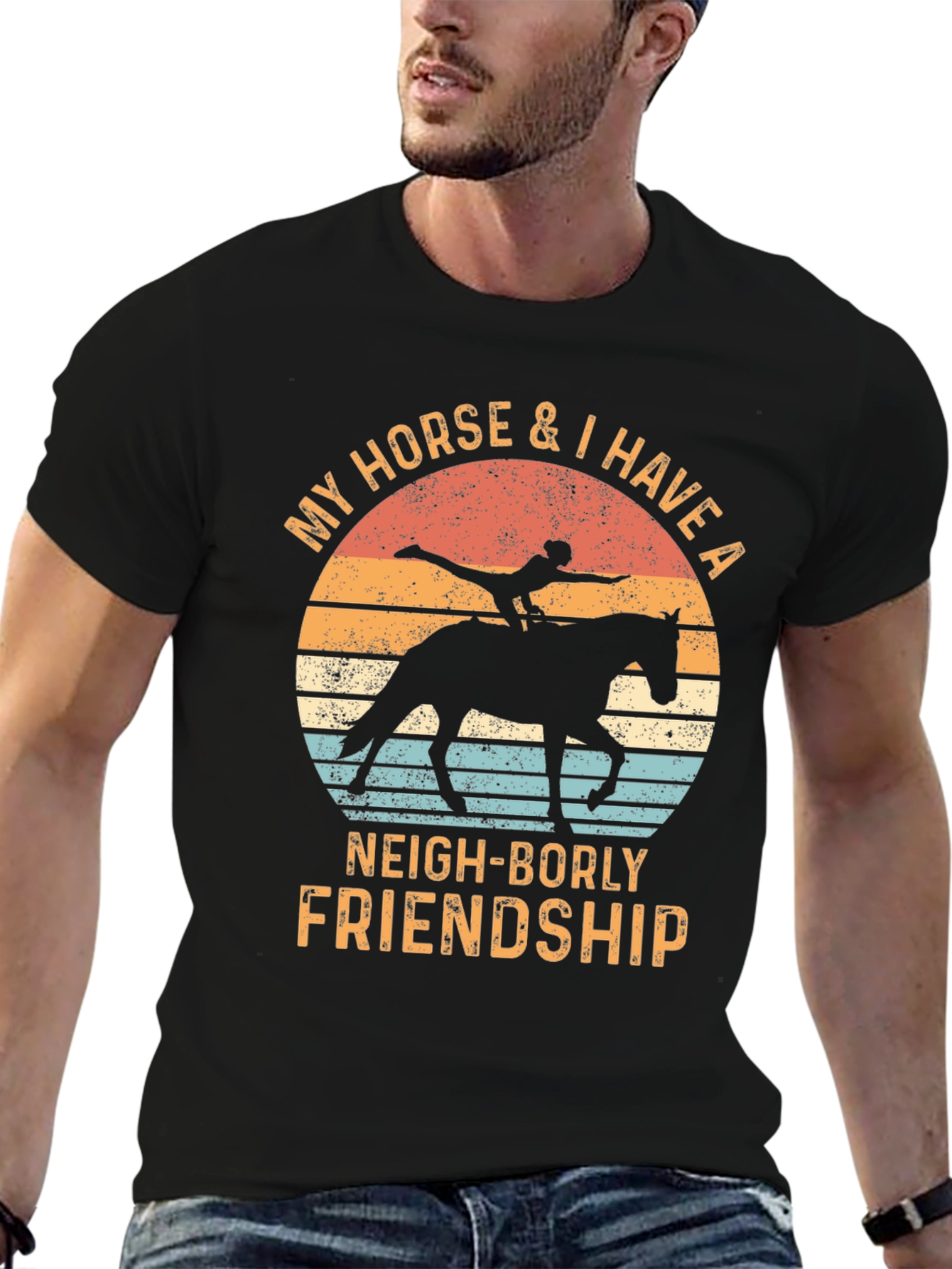 Horse & Rider Graphic Tee - Neigh-Borly Friendship T-Shirt