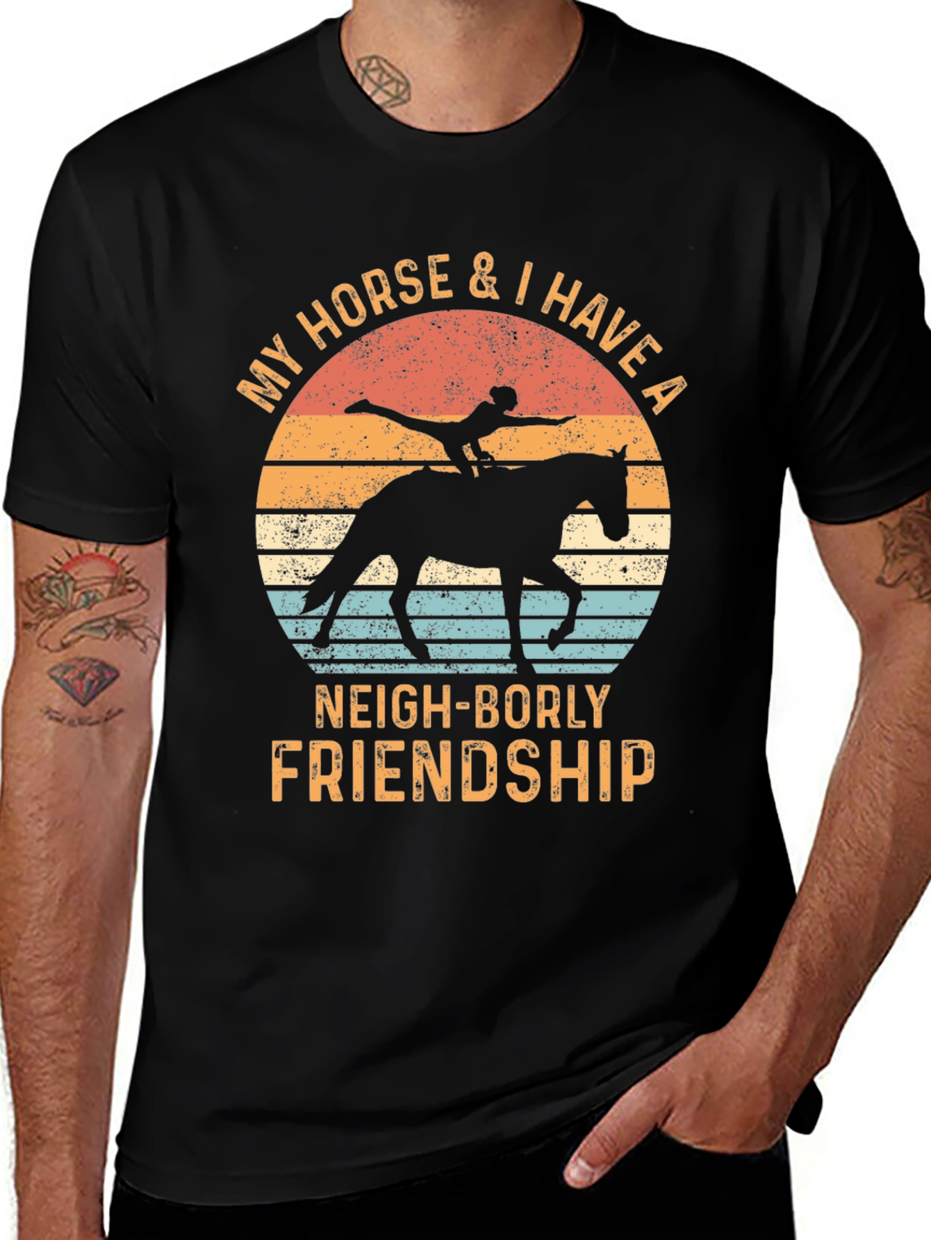 Horse & Rider Graphic Tee - Neigh-Borly Friendship T-Shirt