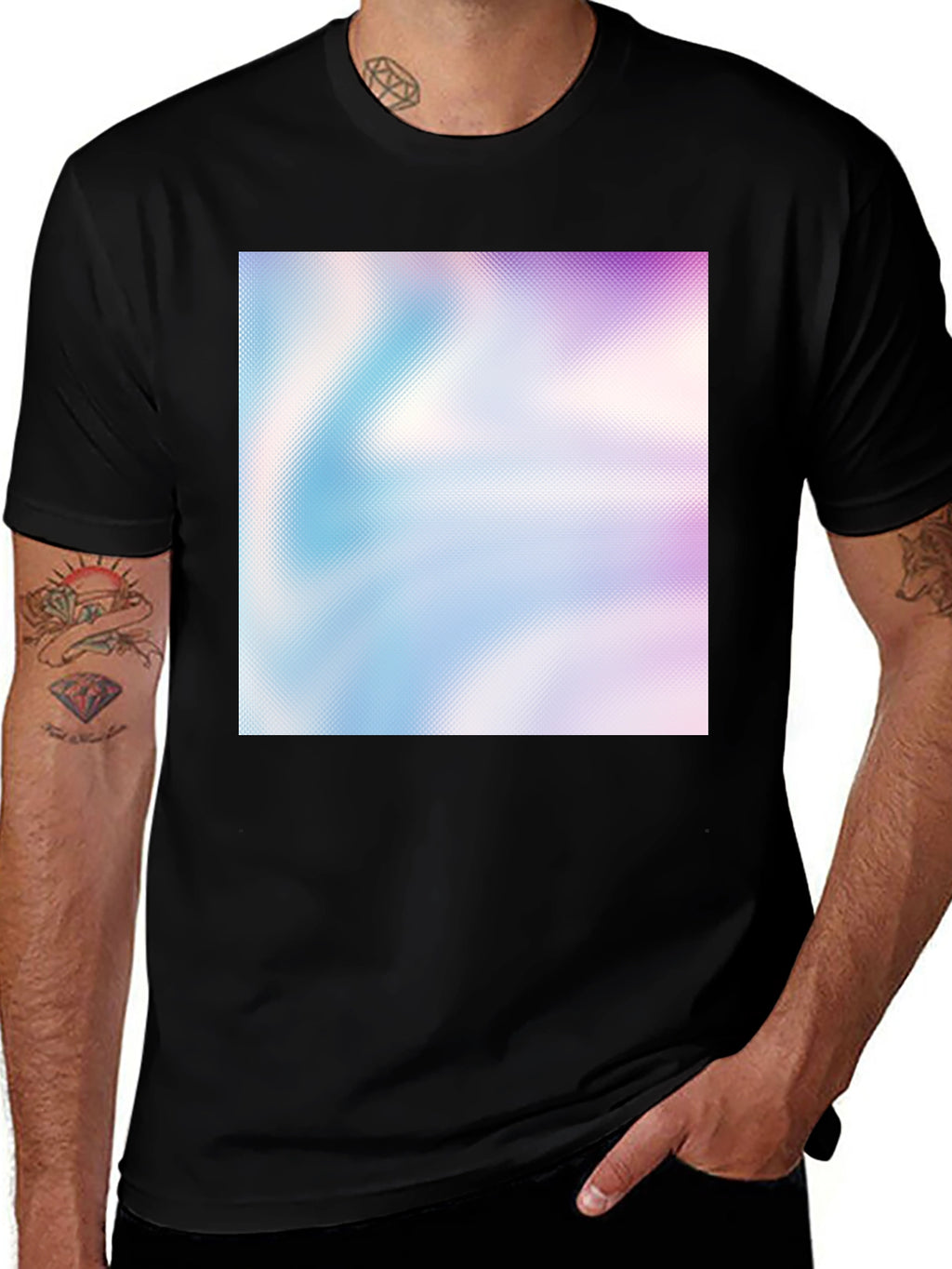 Abstract Gradient Print Black T-Shirt