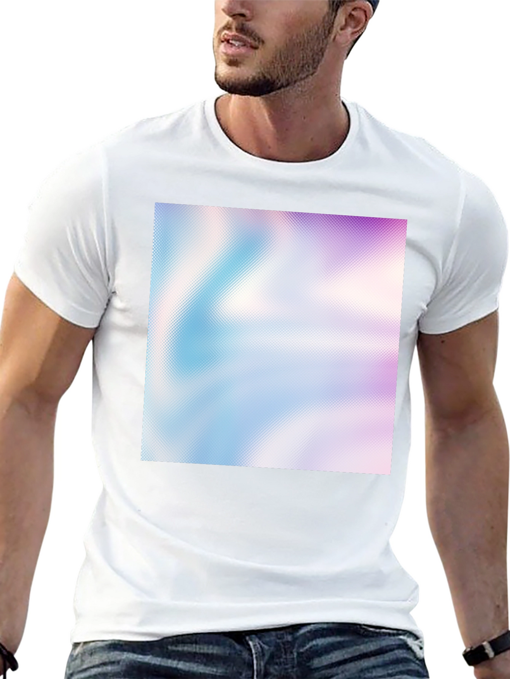 Abstract Gradient Print Black T-Shirt