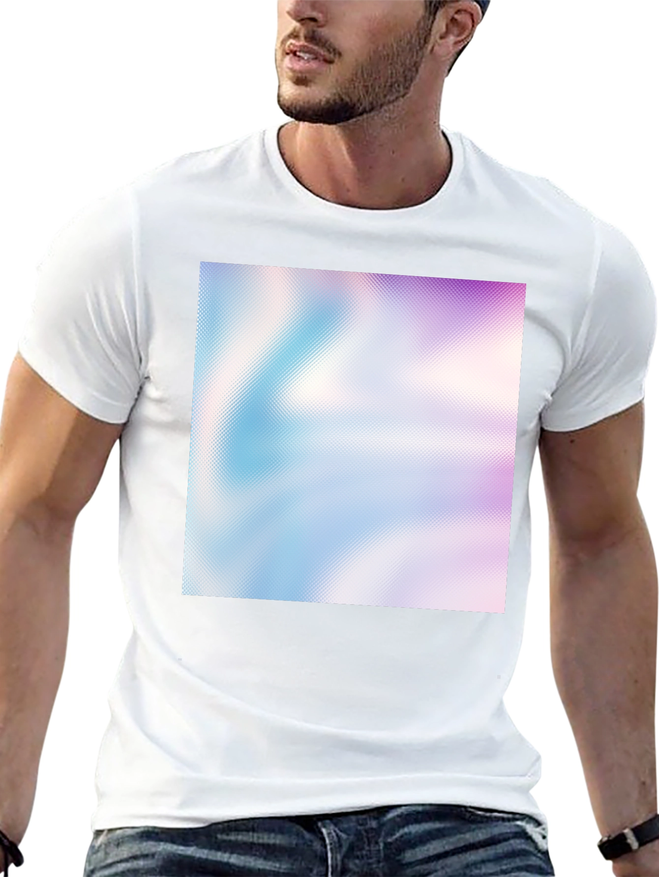 Abstract Gradient Print Black T-Shirt